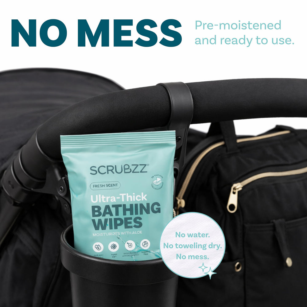 Care scenario showing Scrubzz wipes used for assisted bathing supporting recovery routines
