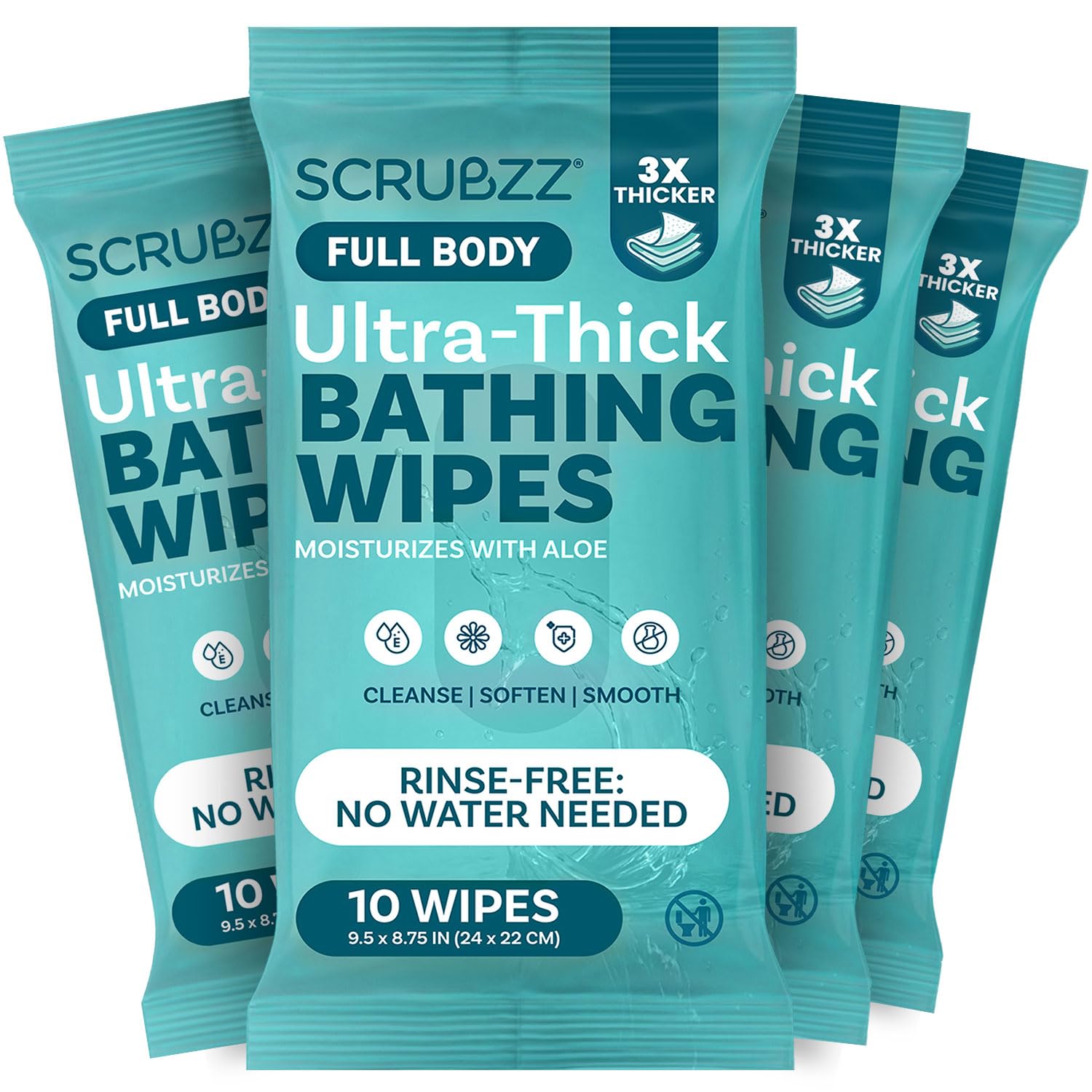 Scrubzz front packaging showing box and four packs for easy storage and quick access