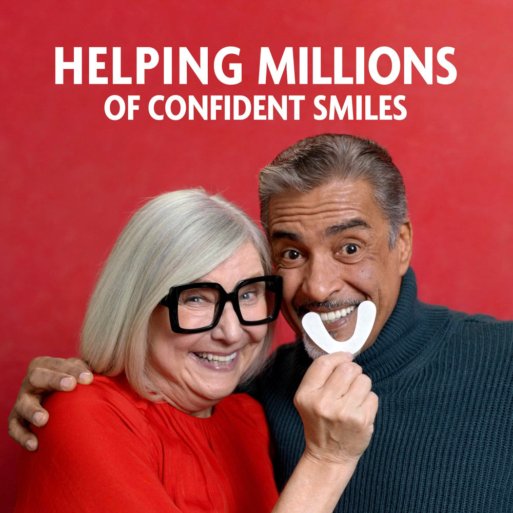 Sea‑Bond denture in use with smile showing confident wear