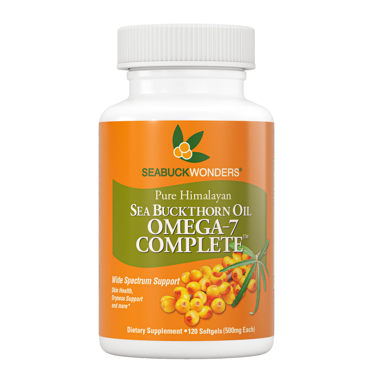 SEABUCKWONDERS front packaging showing organic omega-7 benefits