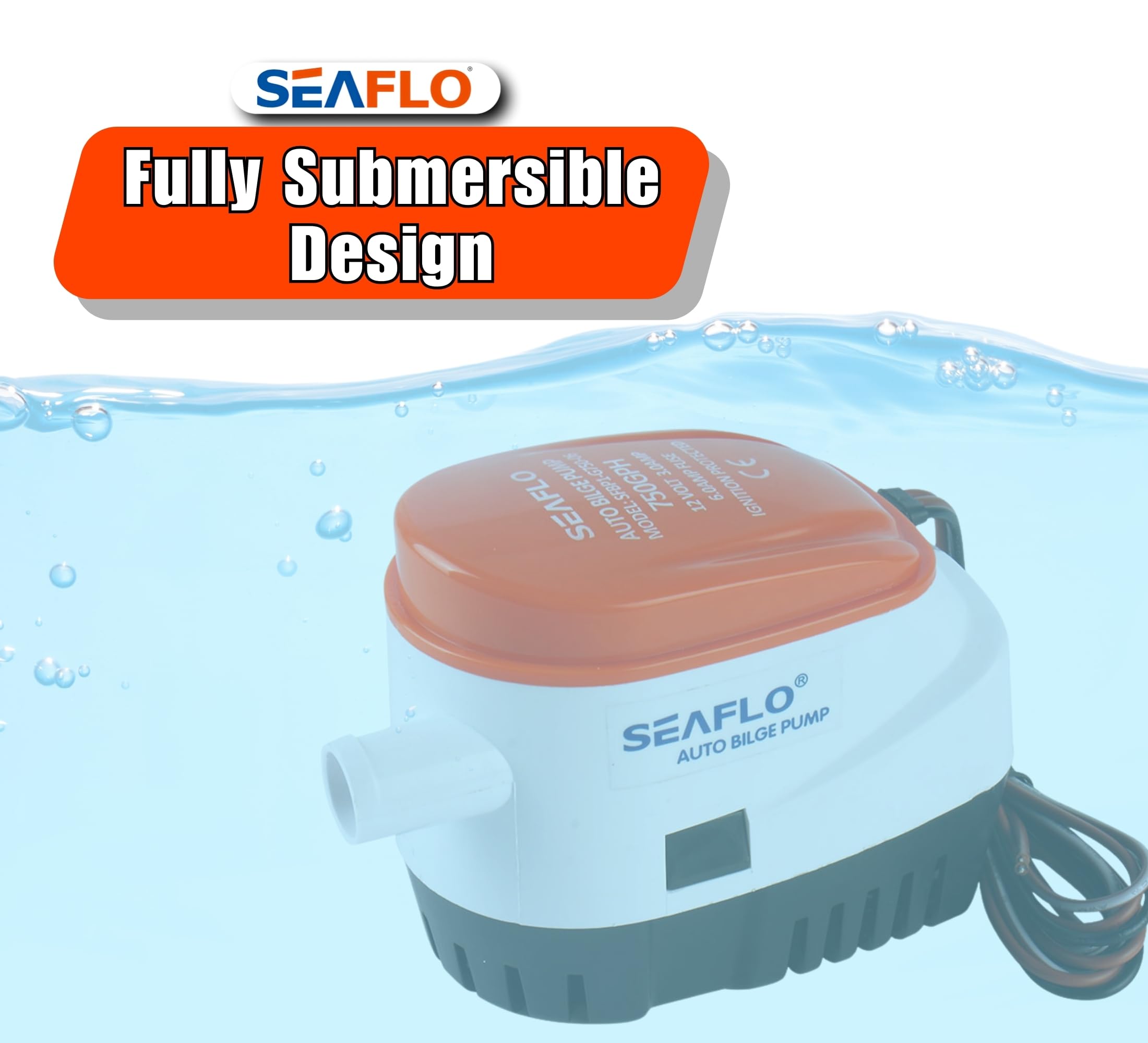 SEAFLO pre-wired leads and label for simple marine electrical installation