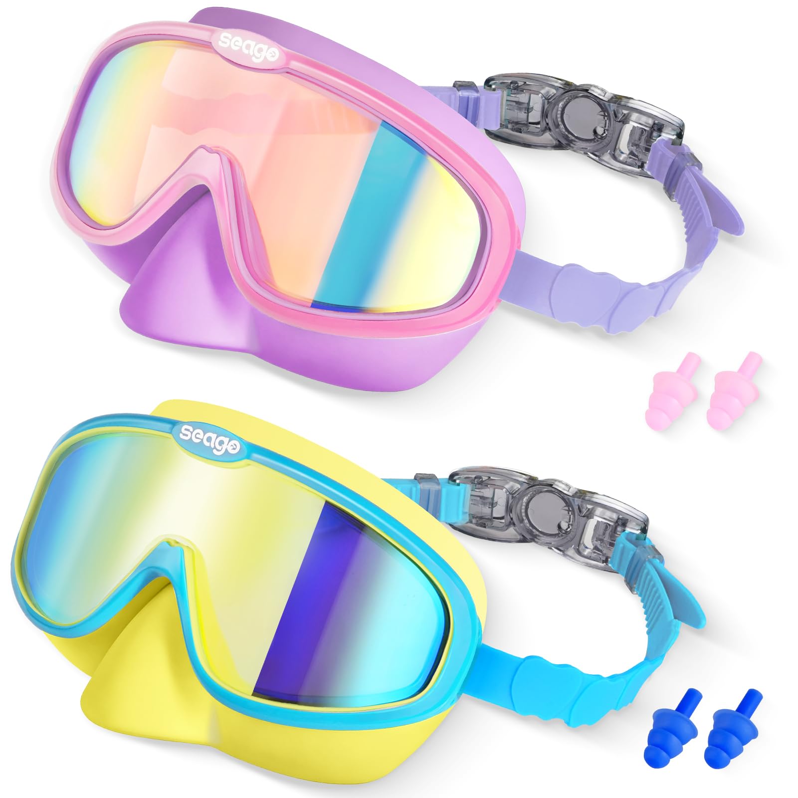 Seago front view of kids goggles showing full frame and comfortable fit