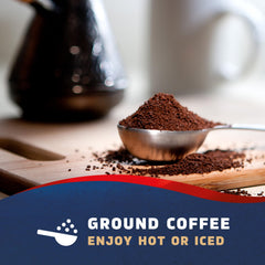 Seattle's Best Coffee pouring grounds into pour-over to illustrate brewing ease