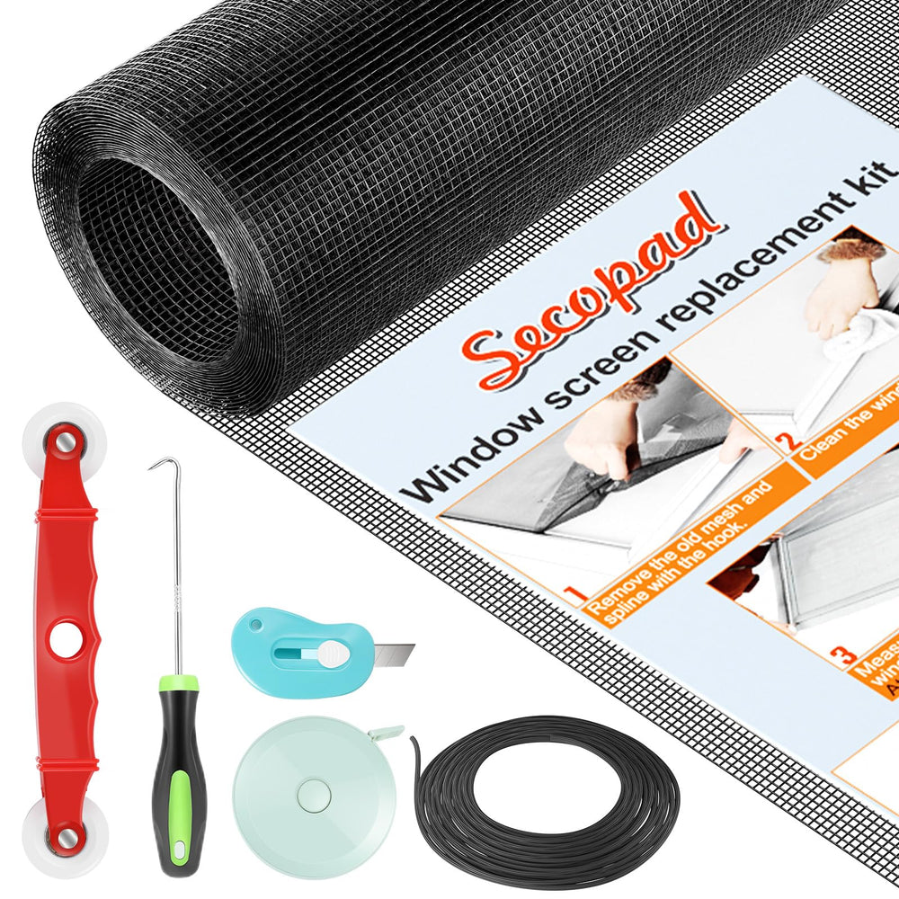 Secopad black mesh roll front view showing full kit packaging and coverage benefit