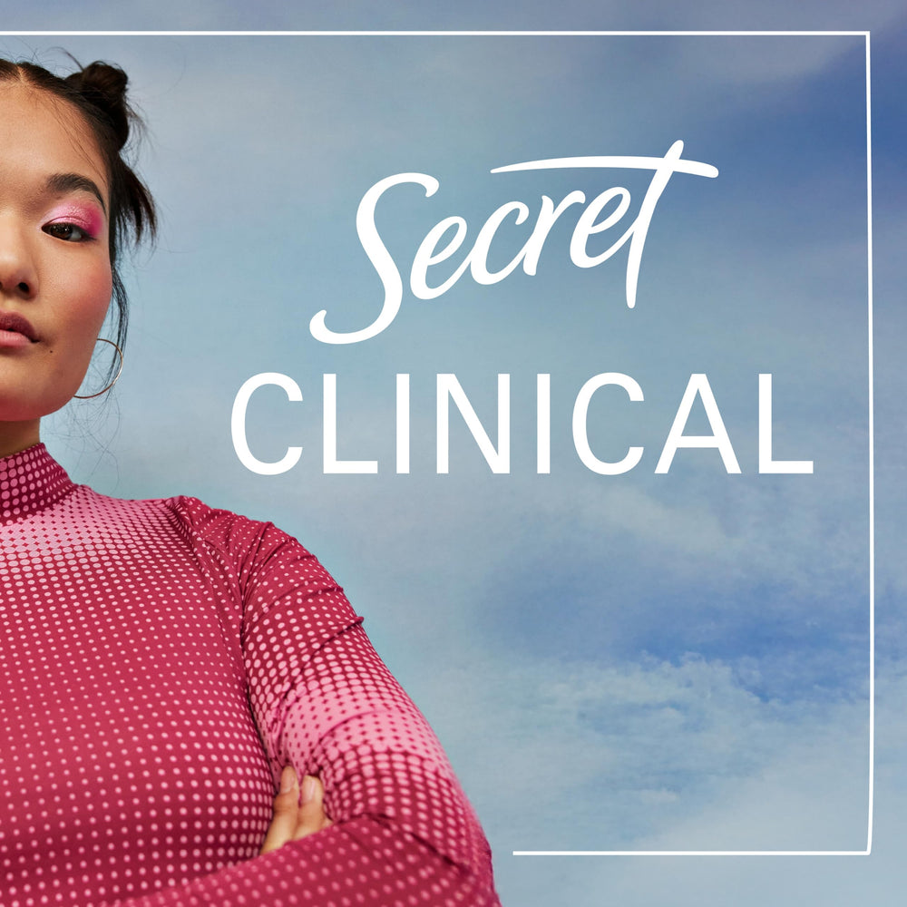 Secret clinical strength placed inside travel bag indicating portable long-lasting protection