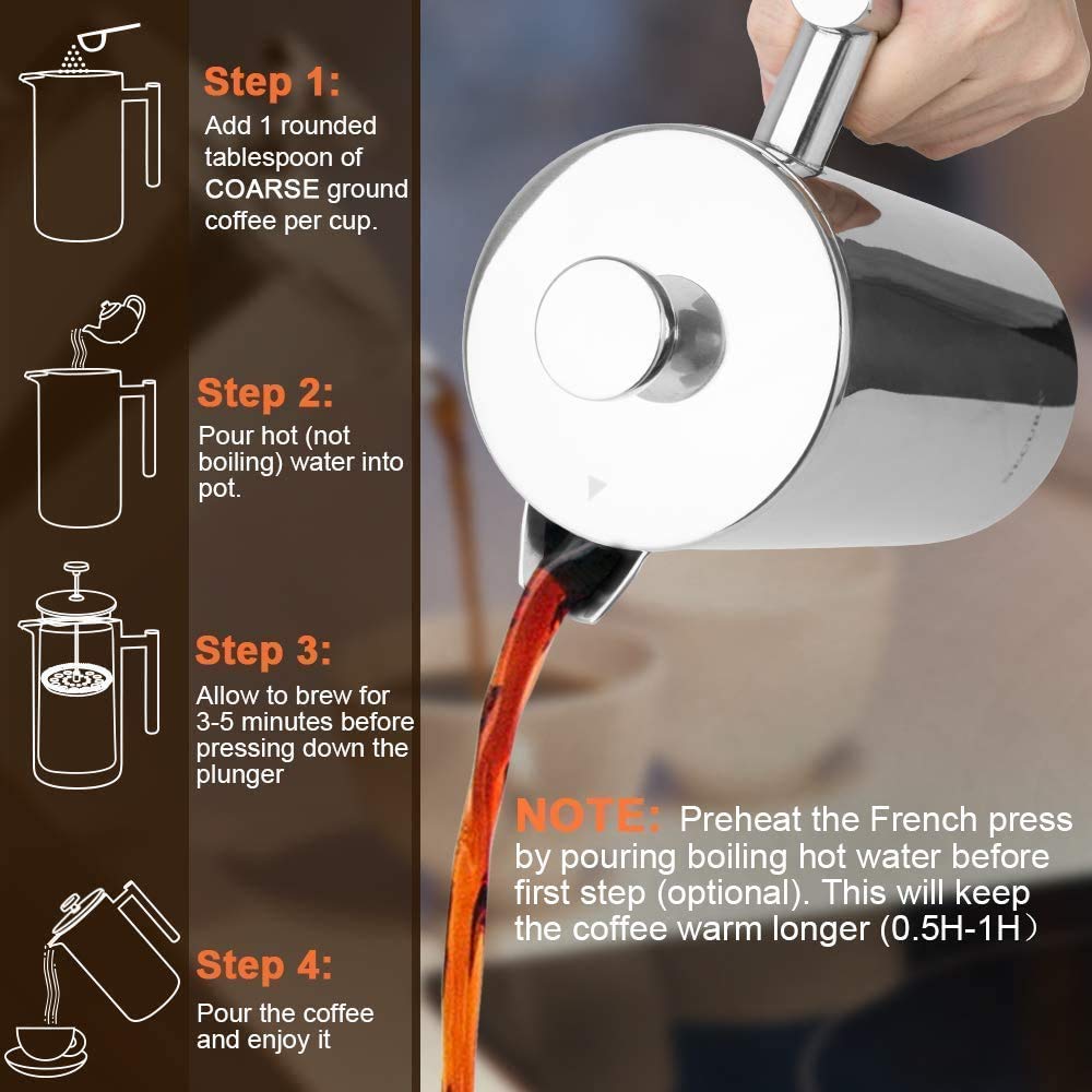 Secura pouring coffee into a mug in a kitchen setting benefit: insulated carafe keeps coffee hot longer