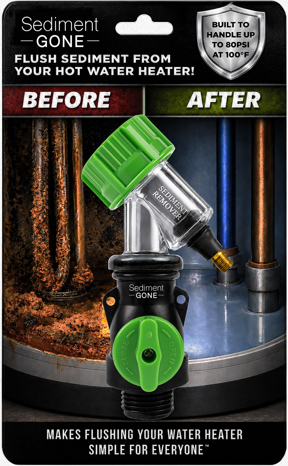 Sediment Gone used in a basement setting for DIY heater maintenance
