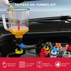 SEDY large 1.5L funnel top view, fast pouring and reduced refills benefit
