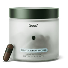 Seed PM-02 jar front view showing product and clear brand benefit