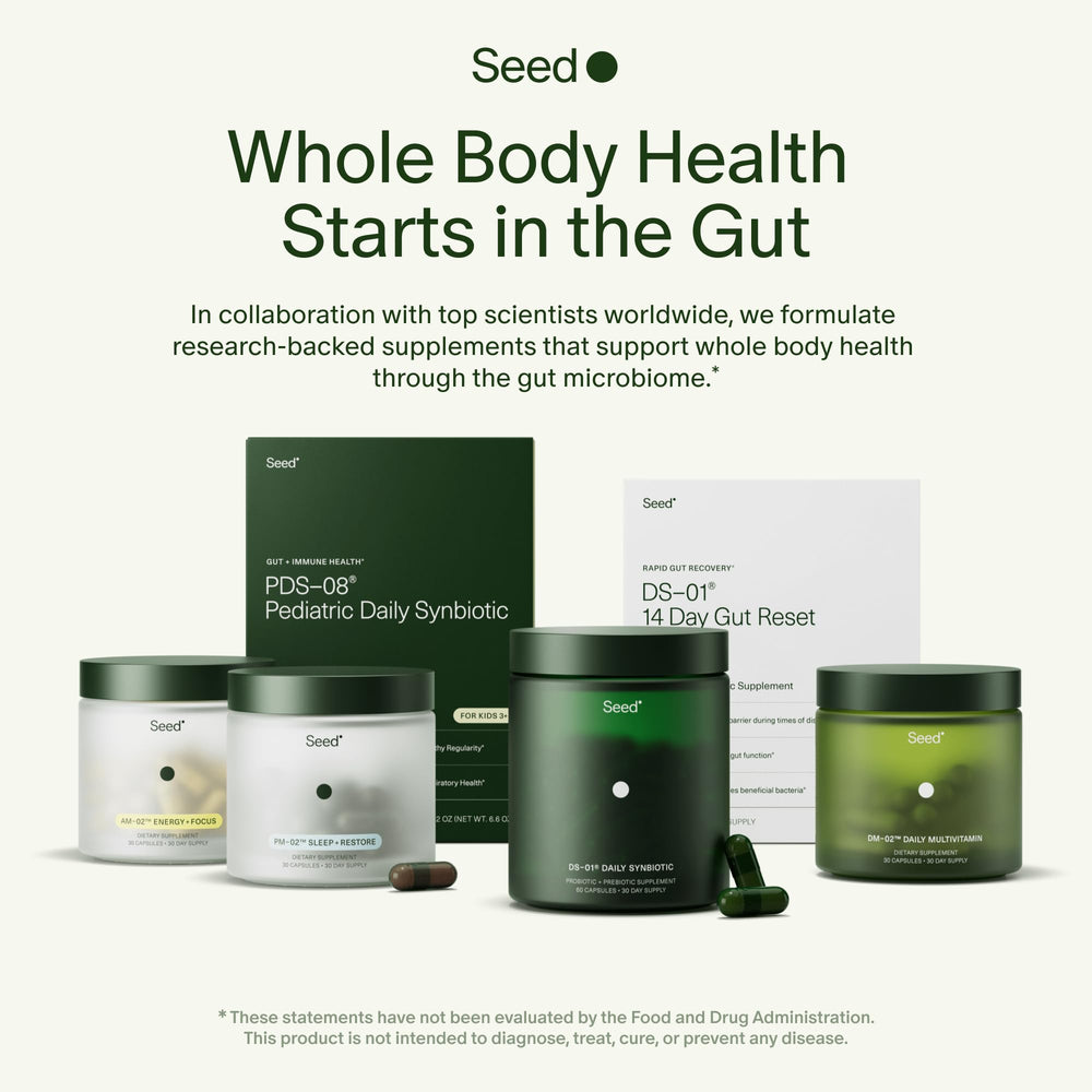 Seed PM-02 jar with box showing retail packaging and third-party testing note