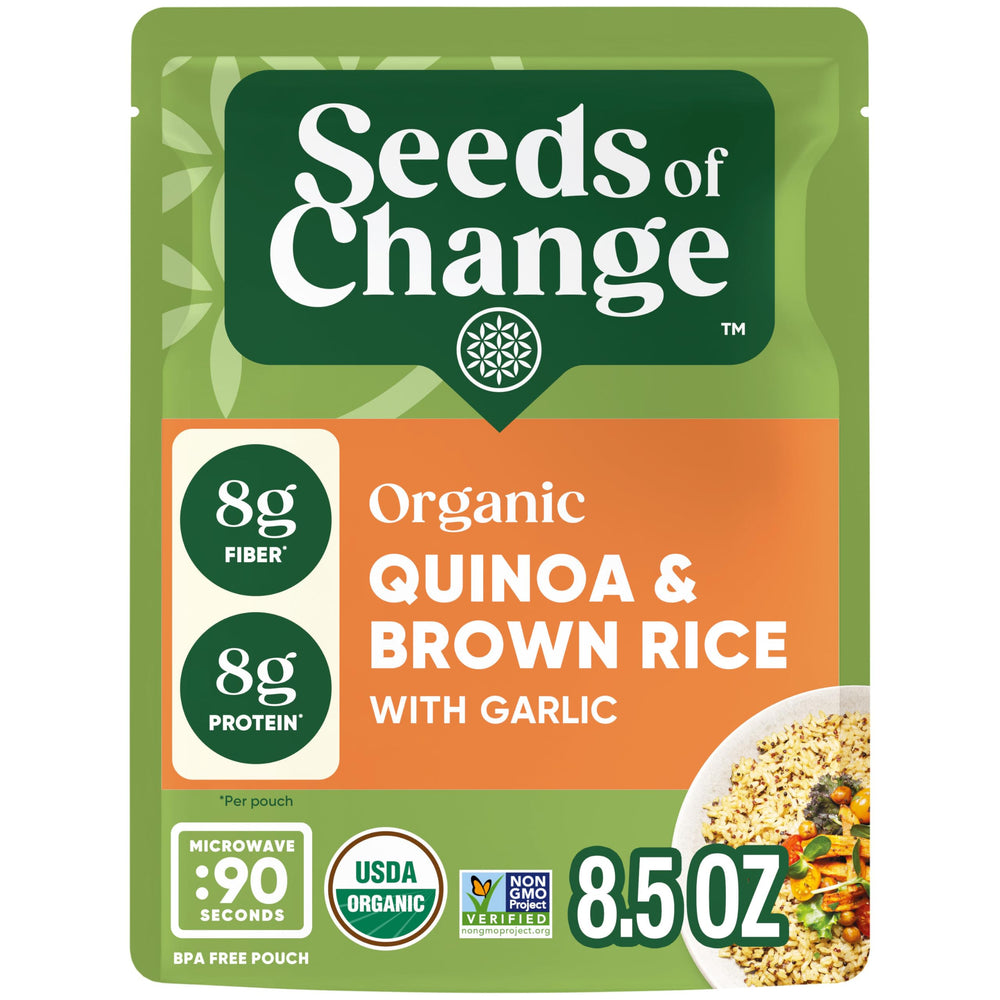 SEEDS OF CHANGE close-up of grain texture highlighting wholesome organic ingredients