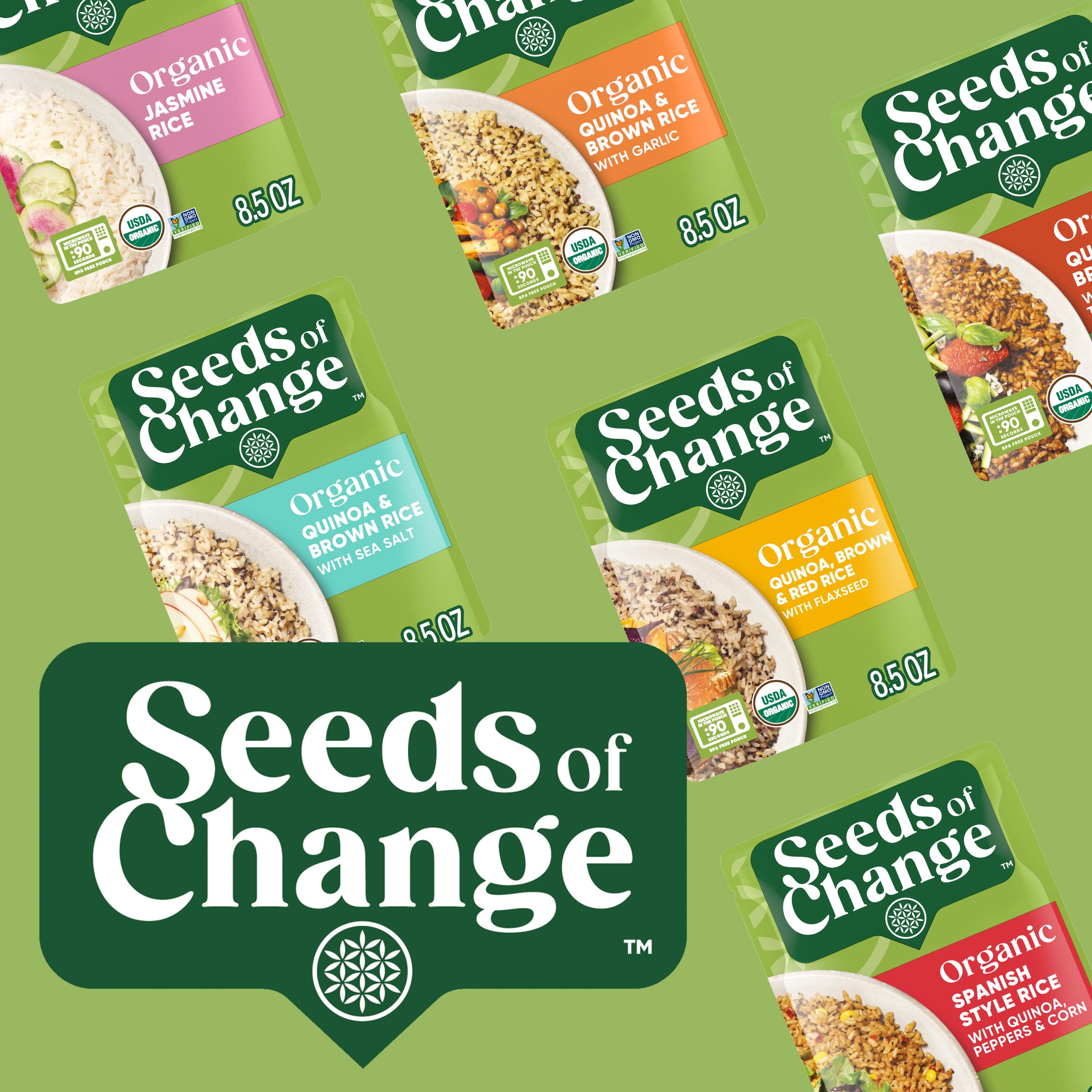 SEEDS OF CHANGE meal prep containers with grains for healthy weekly lunches