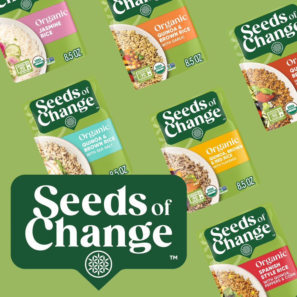 SEEDS OF CHANGE meal prep containers with grains for healthy weekly lunches