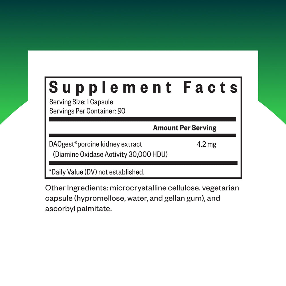 Seeking Health DAO Enzyme bottle side view highlighting ingredient clarity