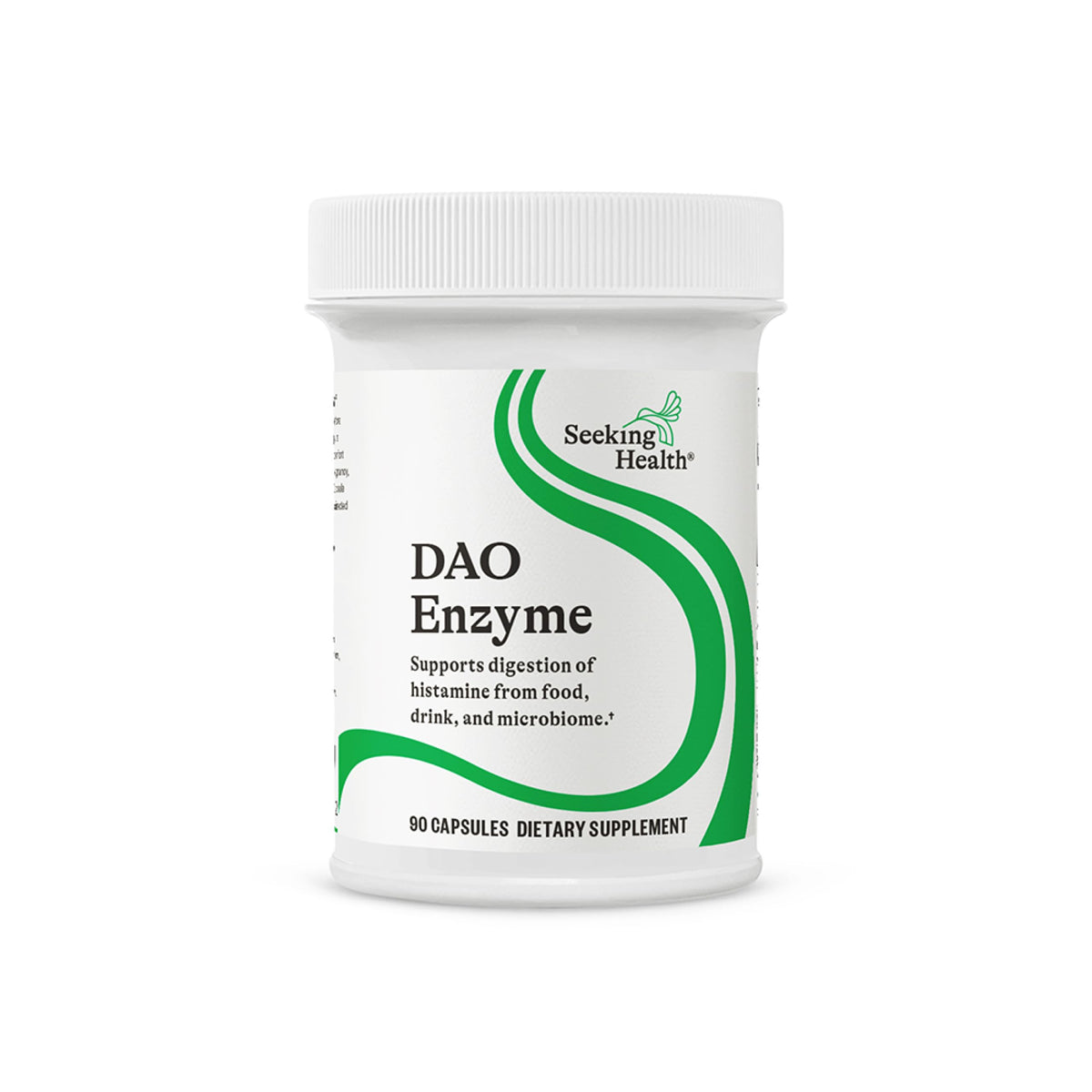 Seeking Health DAO Enzyme front label showing product benefits