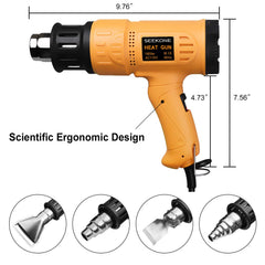 SEEKONE heat gun in use on shrink wrap for fast, even tightening