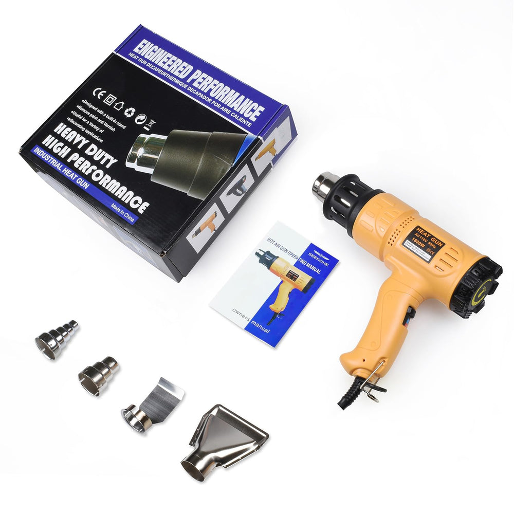 SEEKONE heat gun next to ruler showing compact size and scale