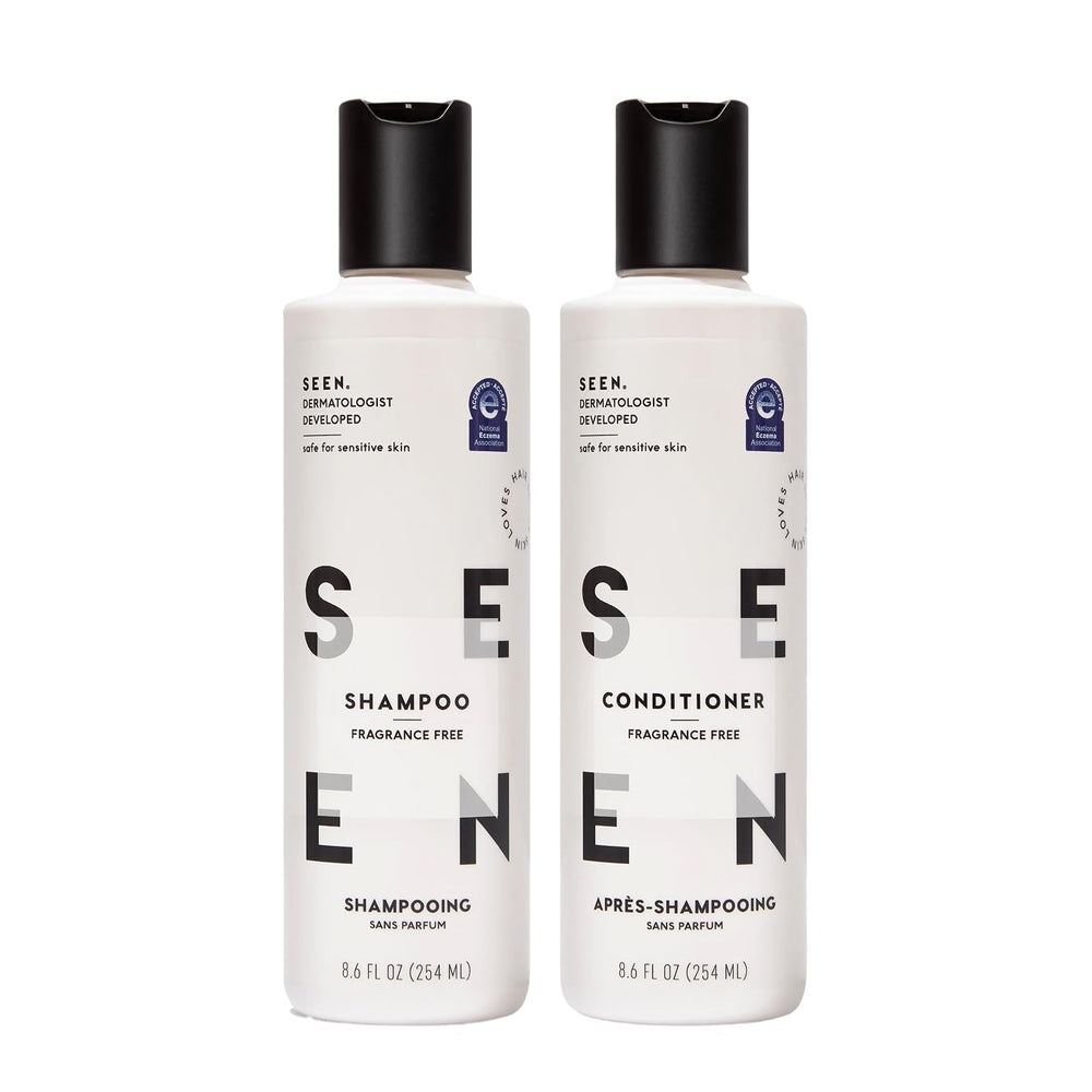 SEEN bundle front packaging shows clean design and gentle hair benefits