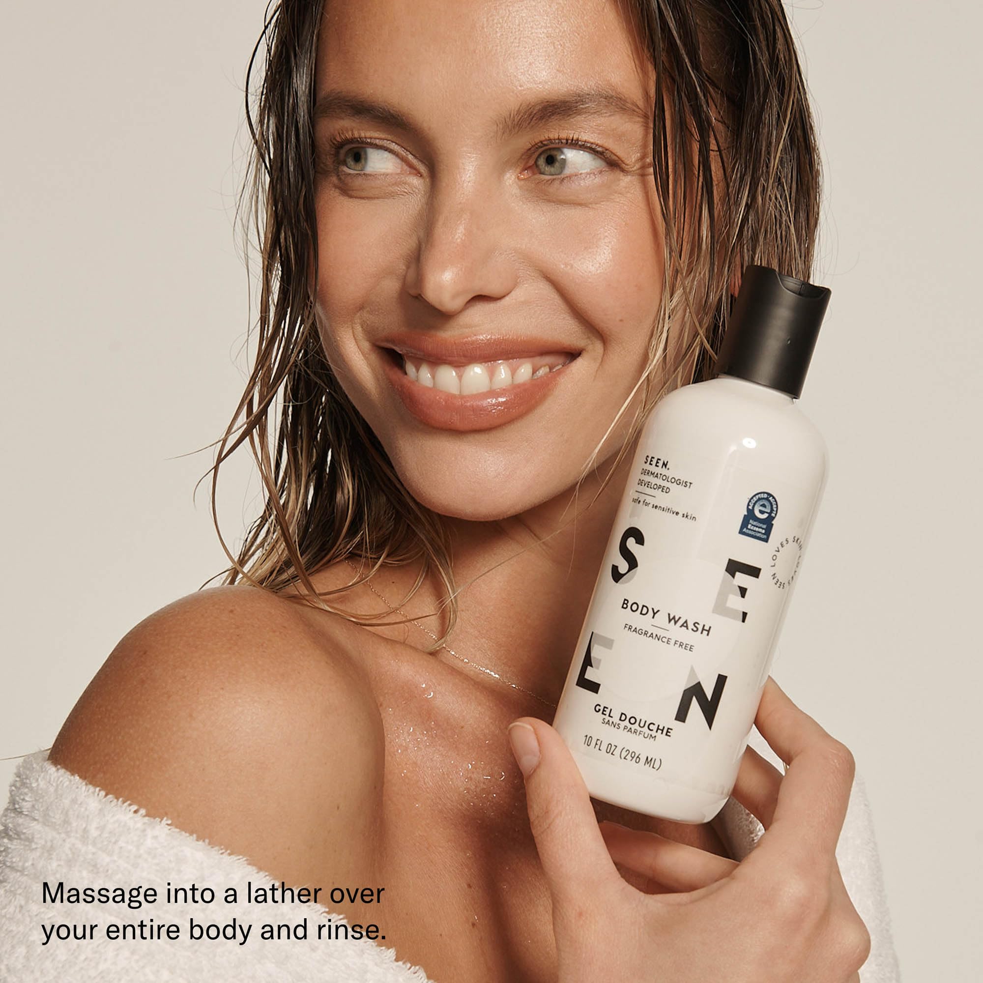 SEEN hand pouring wash highlighting controlled, waste-minimizing use