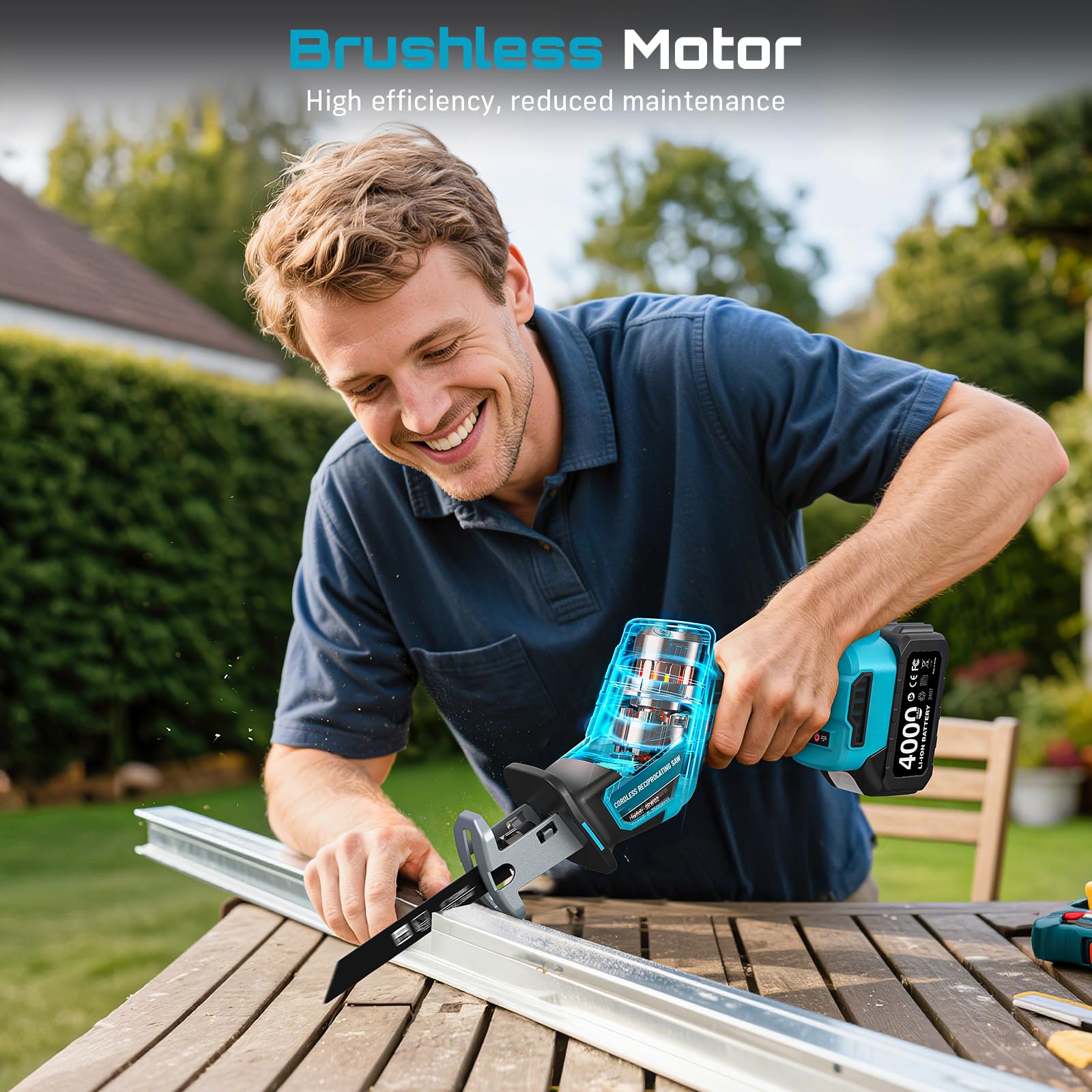 SEESII cutting through wood showing powerful brushless performance for projects