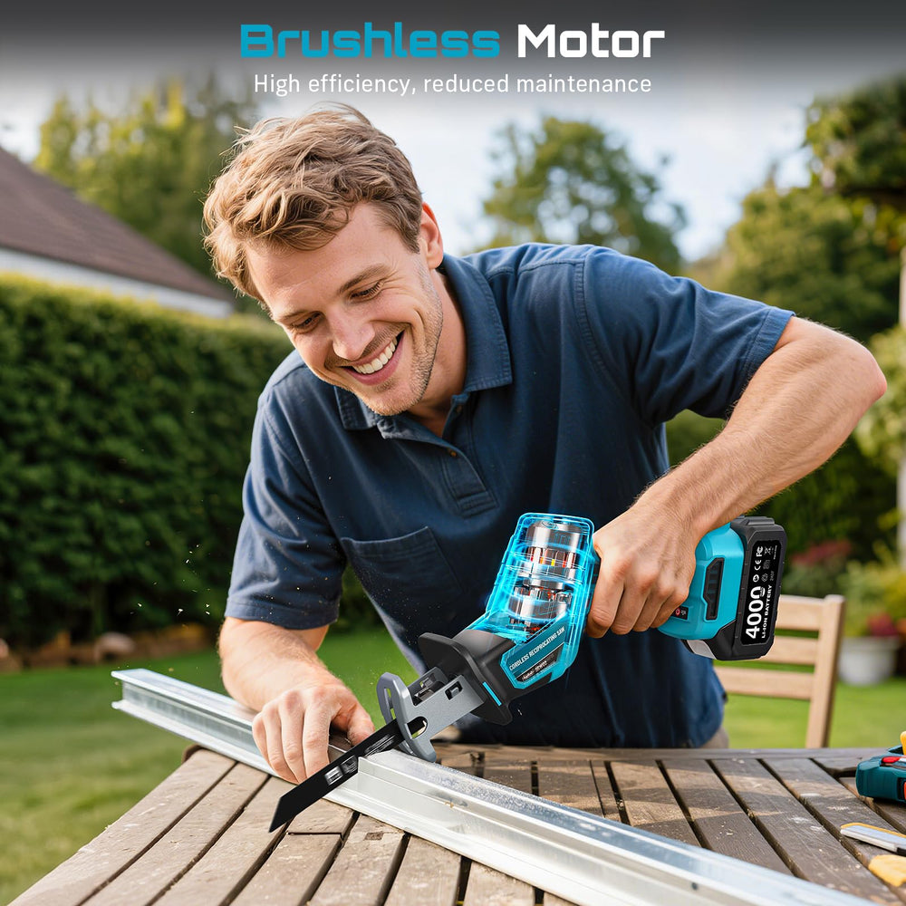 SEESII cutting through wood showing powerful brushless performance for projects