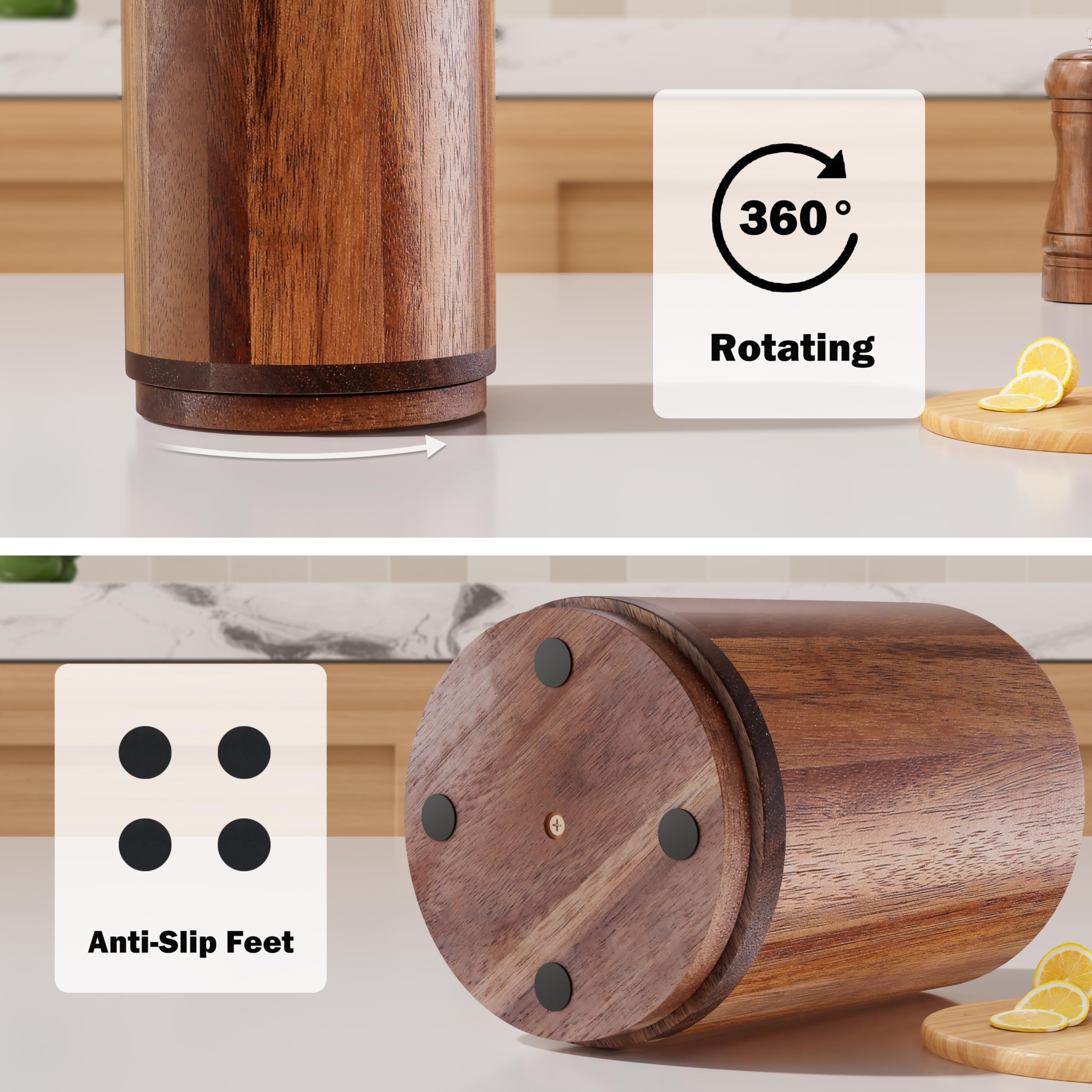 Segtenant weighted base detail showing stable, non-tipping countertop performance