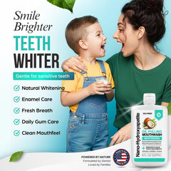 SELFWISE pouring mouthwash into cup demonstrating easy use and dosing