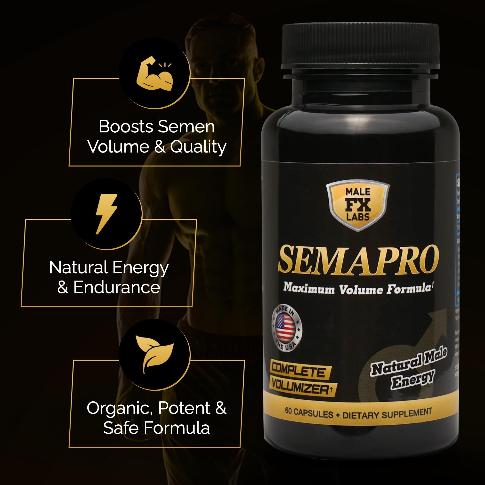 Semapro capsules texture close-up illustrating easy-to-swallow capsules