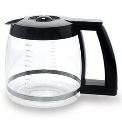 Sendextra glass carafe front view showing clear glass and cup markings for accurate brewing