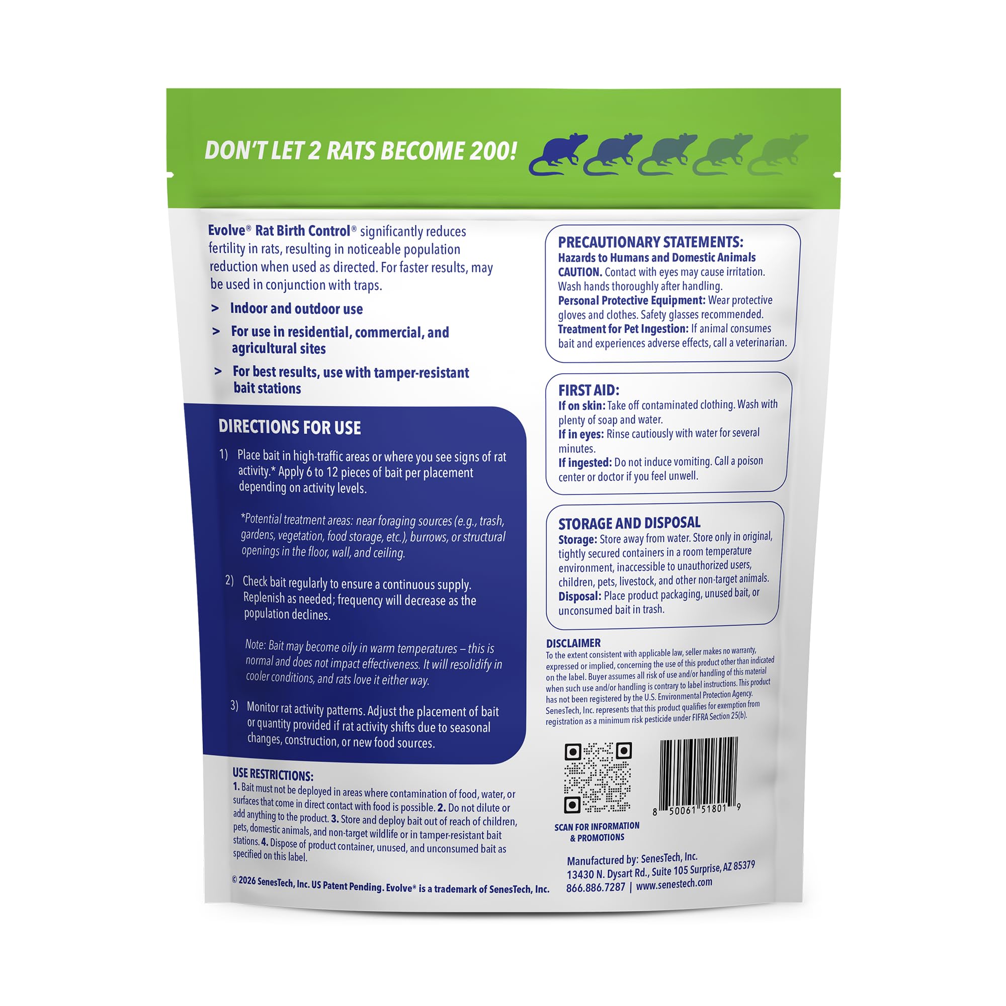 SenesTech EVOLVE product label and directions close-up emphasizing correct application steps