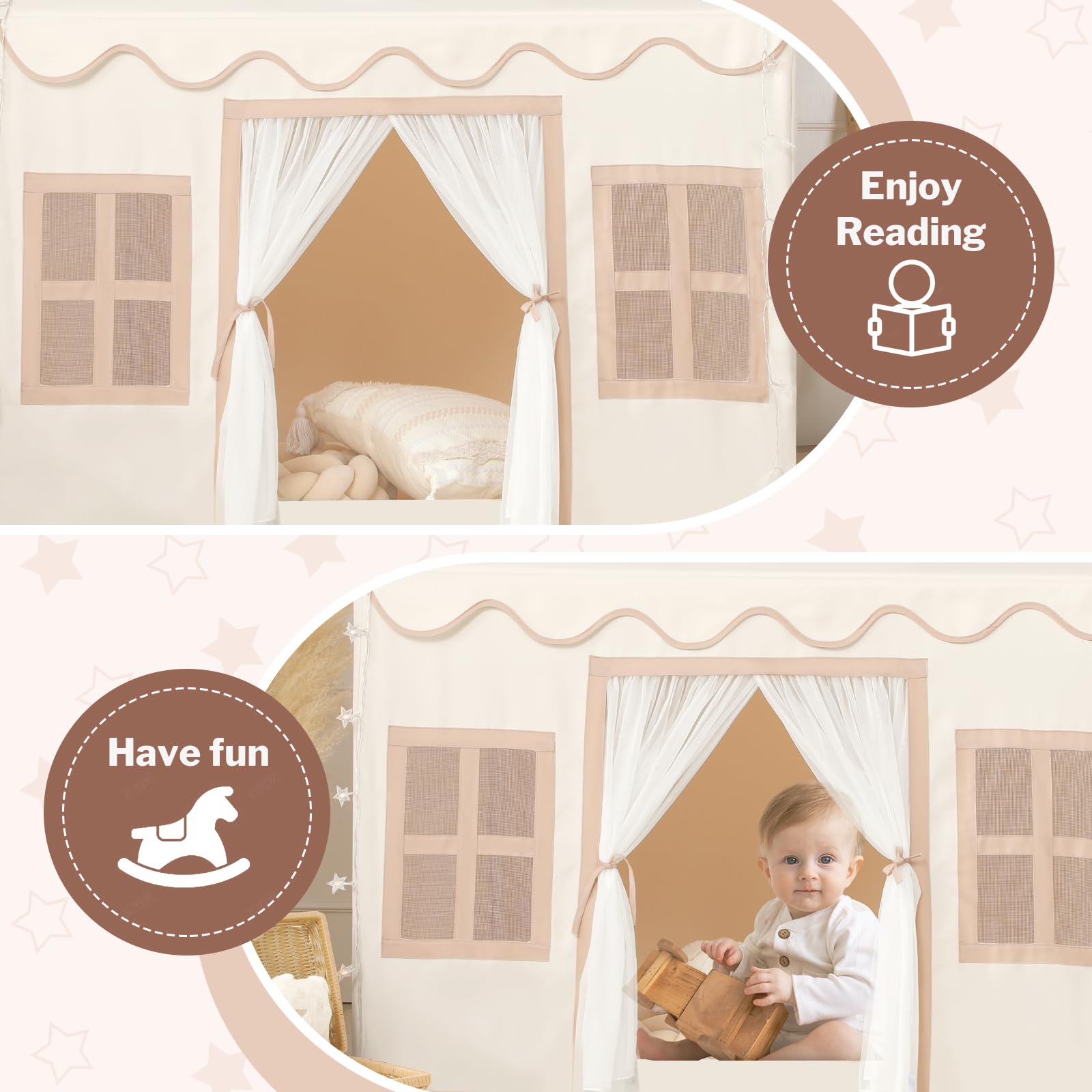 SENODEER tent staged in child's bedroom demonstrating decor-friendly, playful atmosphere