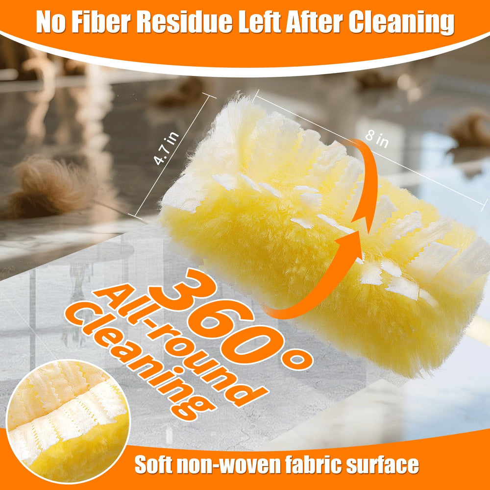 Senowi duster in use on a ceiling fan showing secure fit and effective dust removal
