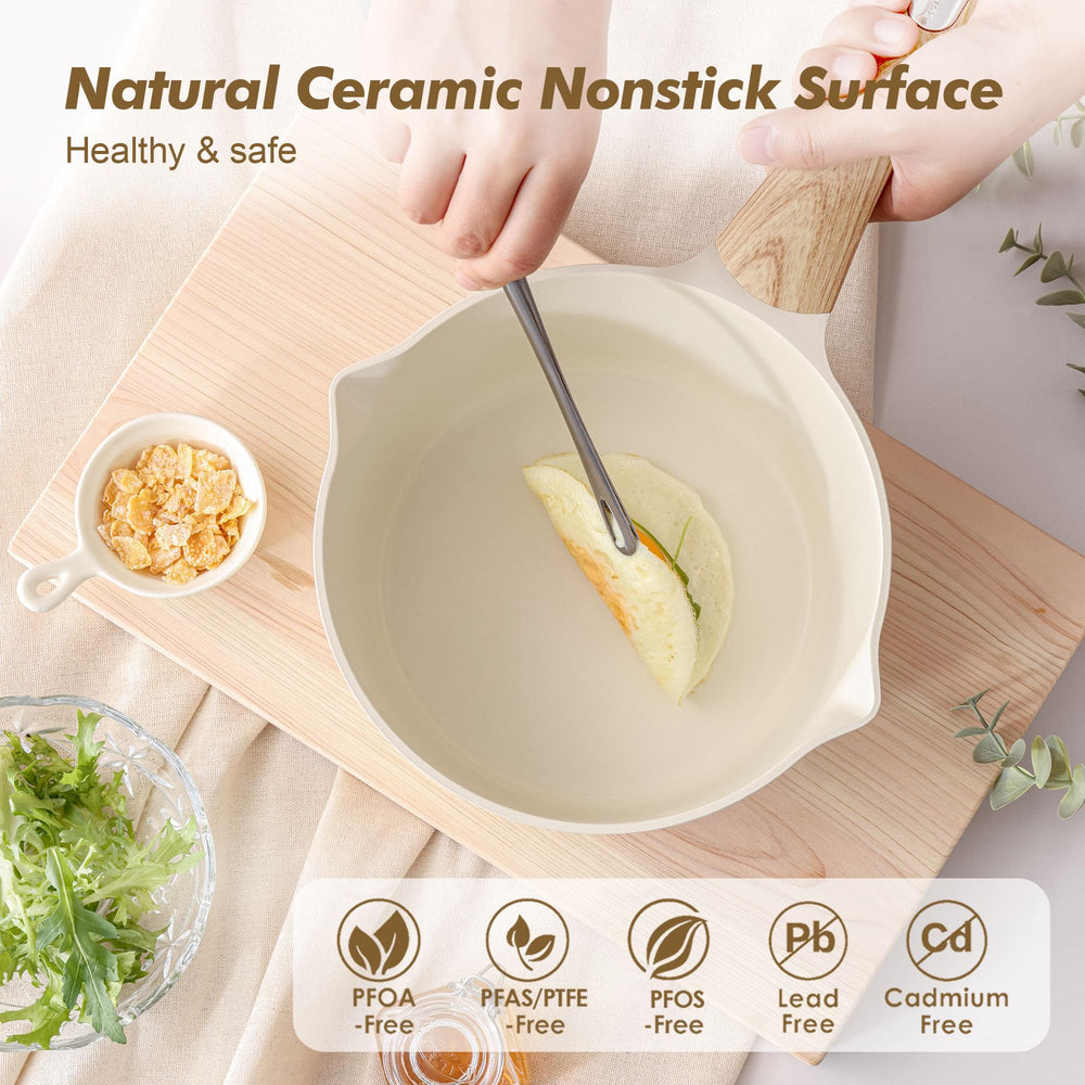 SENSARTE close-up ceramic interior highlighting nonstick surface for low-oil cooking