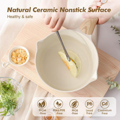 SENSARTE close-up ceramic interior highlighting nonstick surface for low-oil cooking