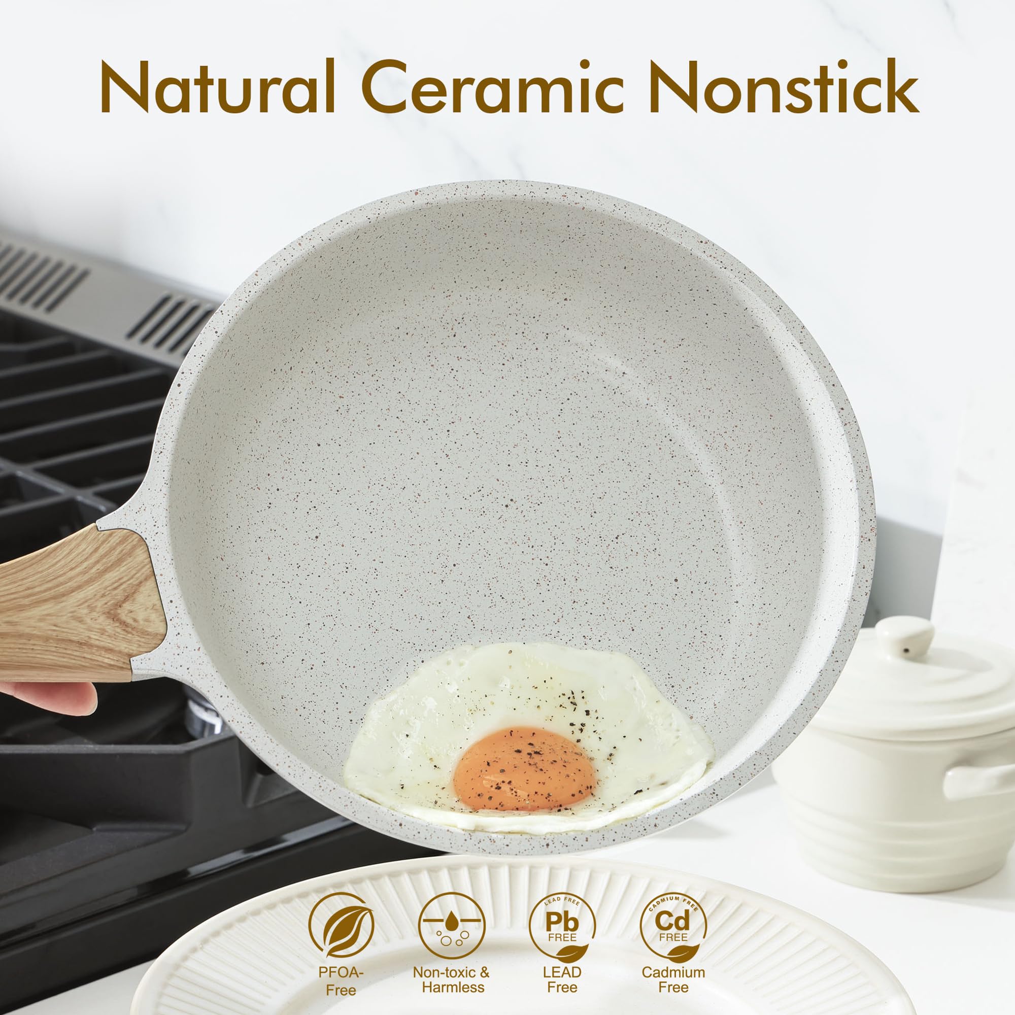 SENSARTE close-up of ceramic nonstick surface highlighting smooth texture for effortless release