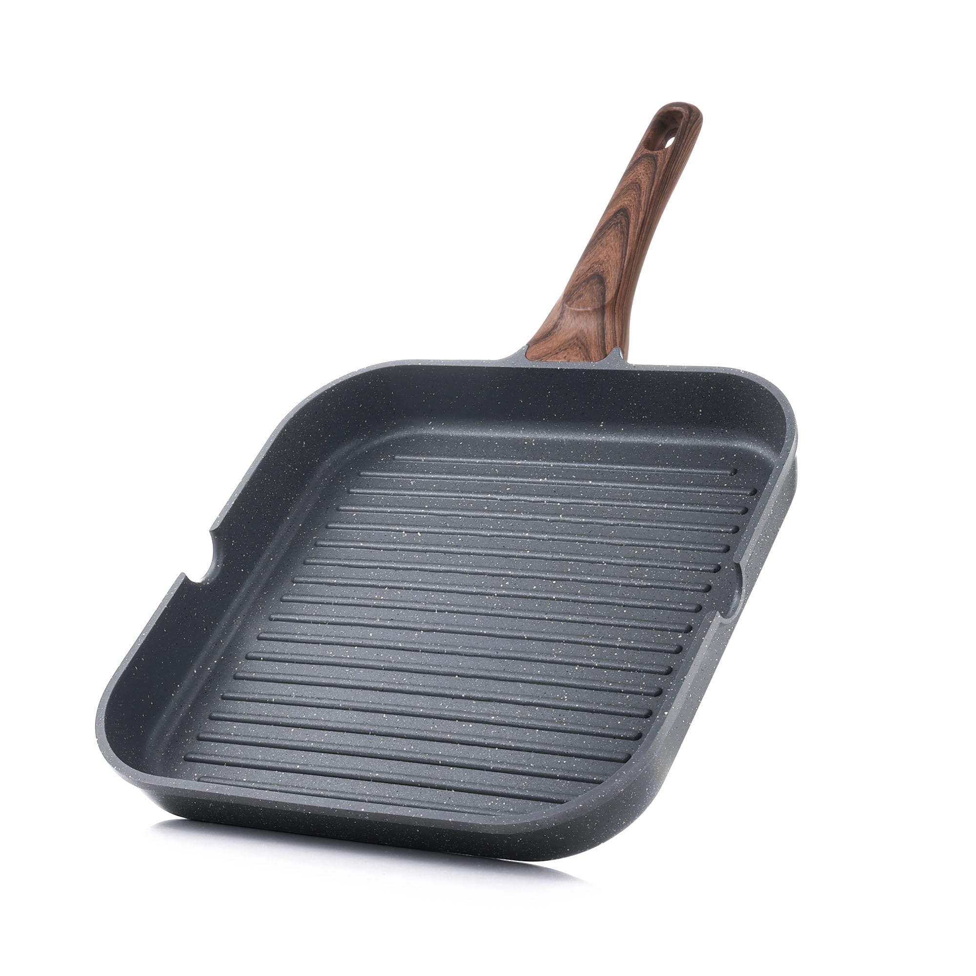 SENSARTE front view of square grill pan showing full cooking surface and brand logo benefit: clear presentation