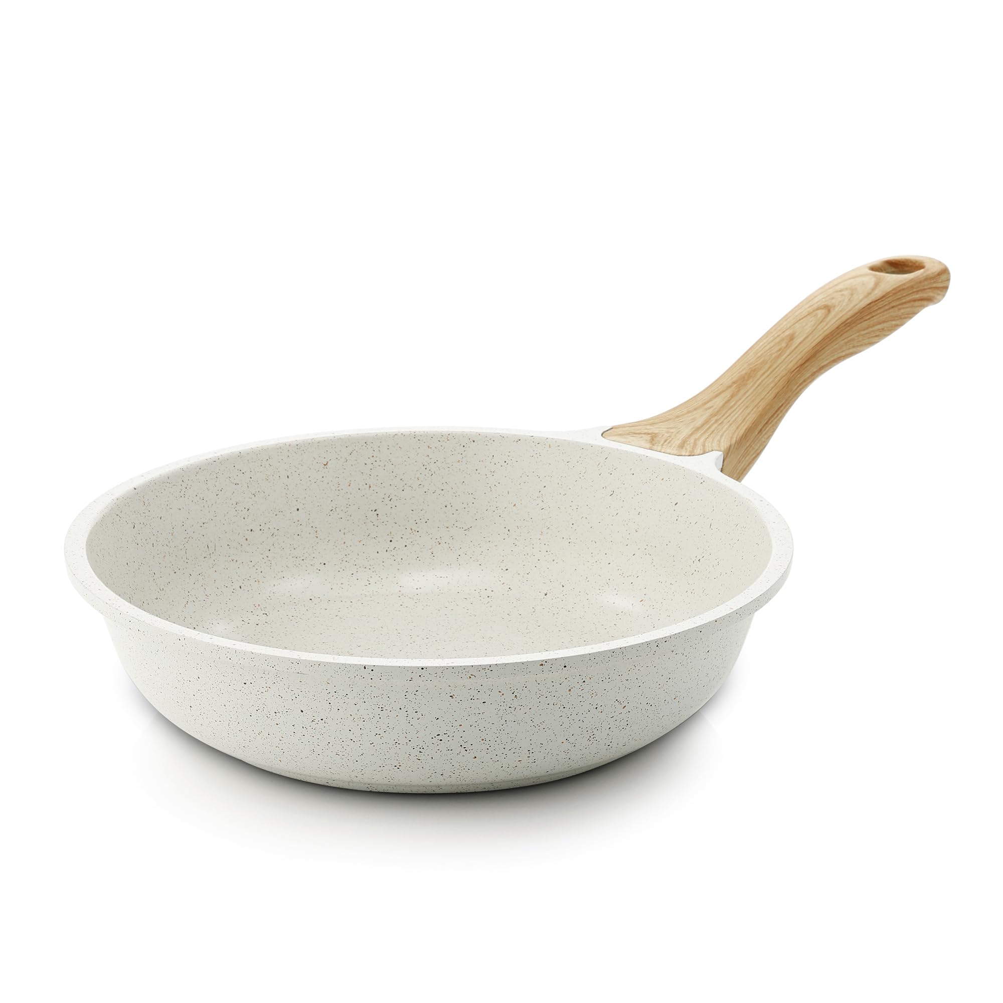 SENSARTE front view of white omelet pan showing compact size and clean rim for easy serving