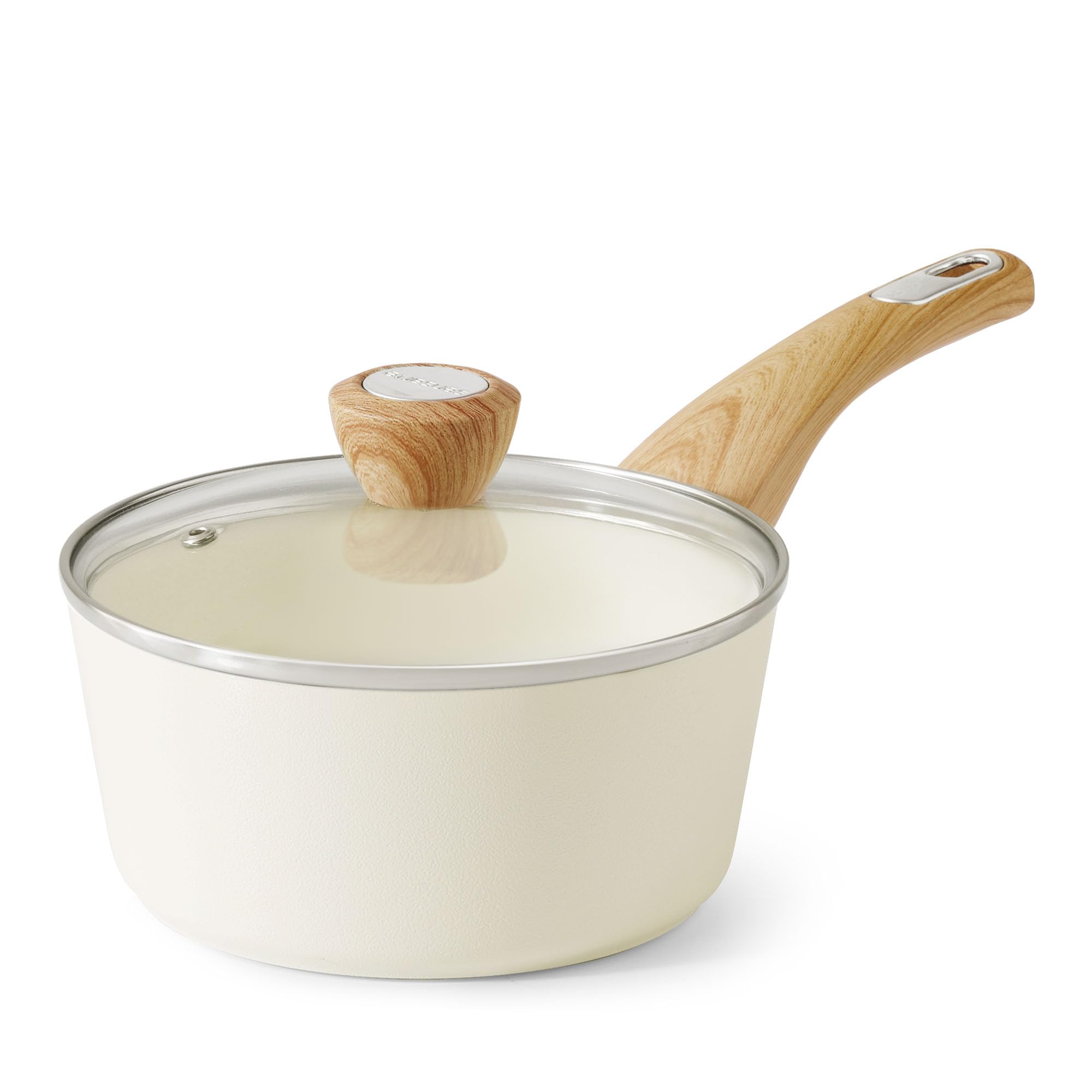 SENSARTE front view white saucepan showing compact design and easy storage benefit