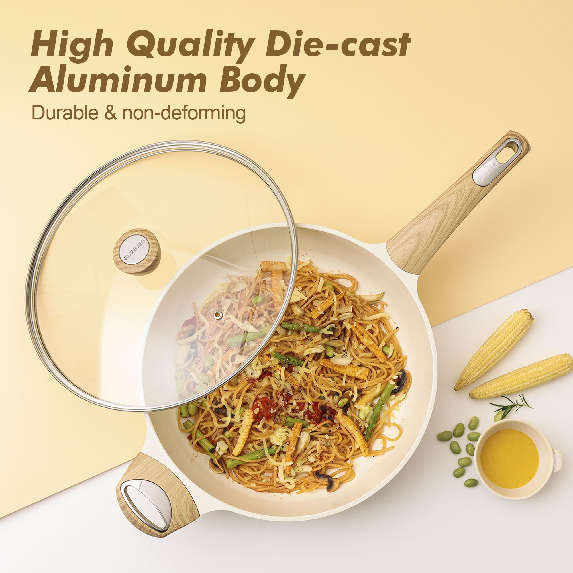 SENSARTE stainless steel induction base showing compatibility and warp-resistant stability