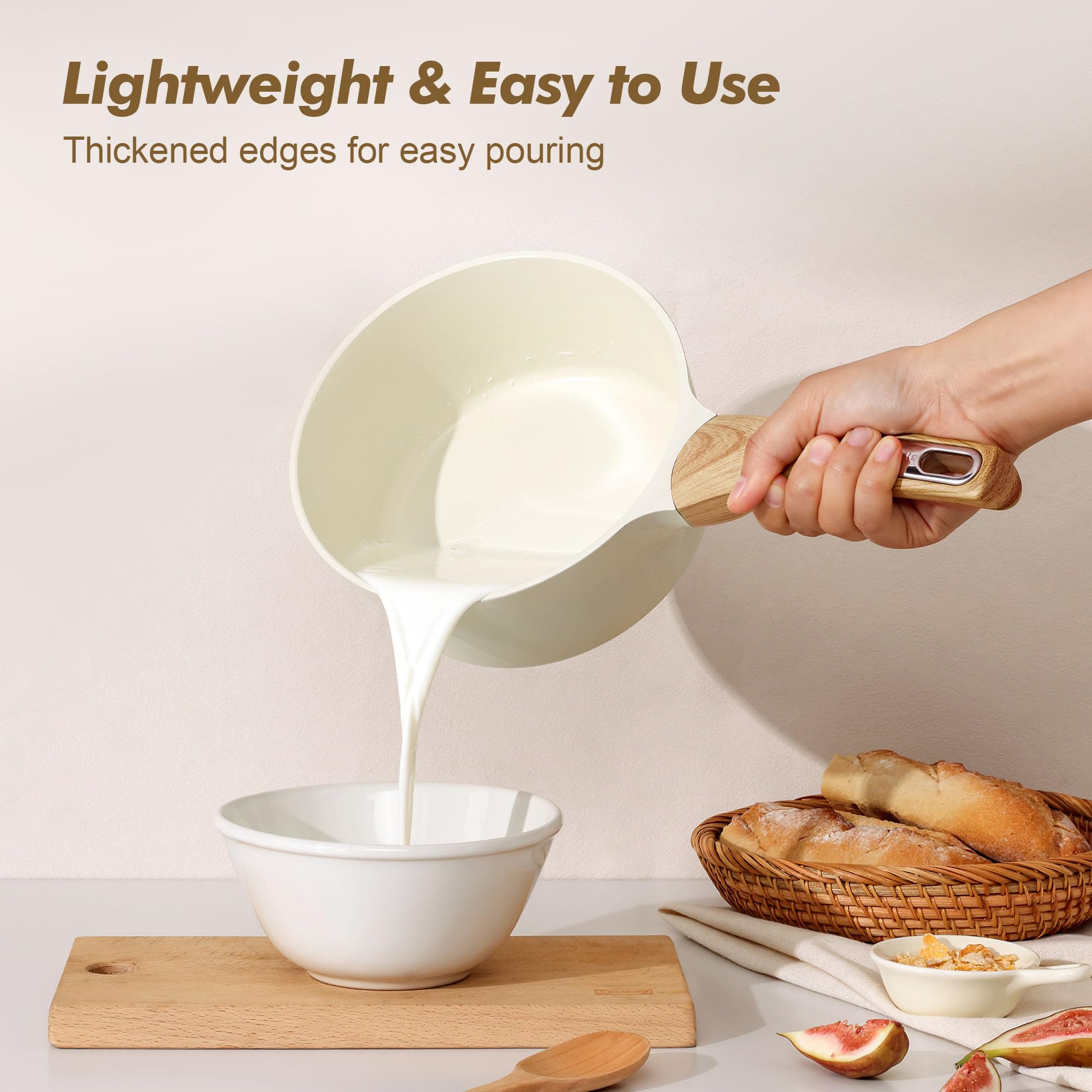 SENSARTE pouring sauce in use illustrating smooth pour and drip-free control