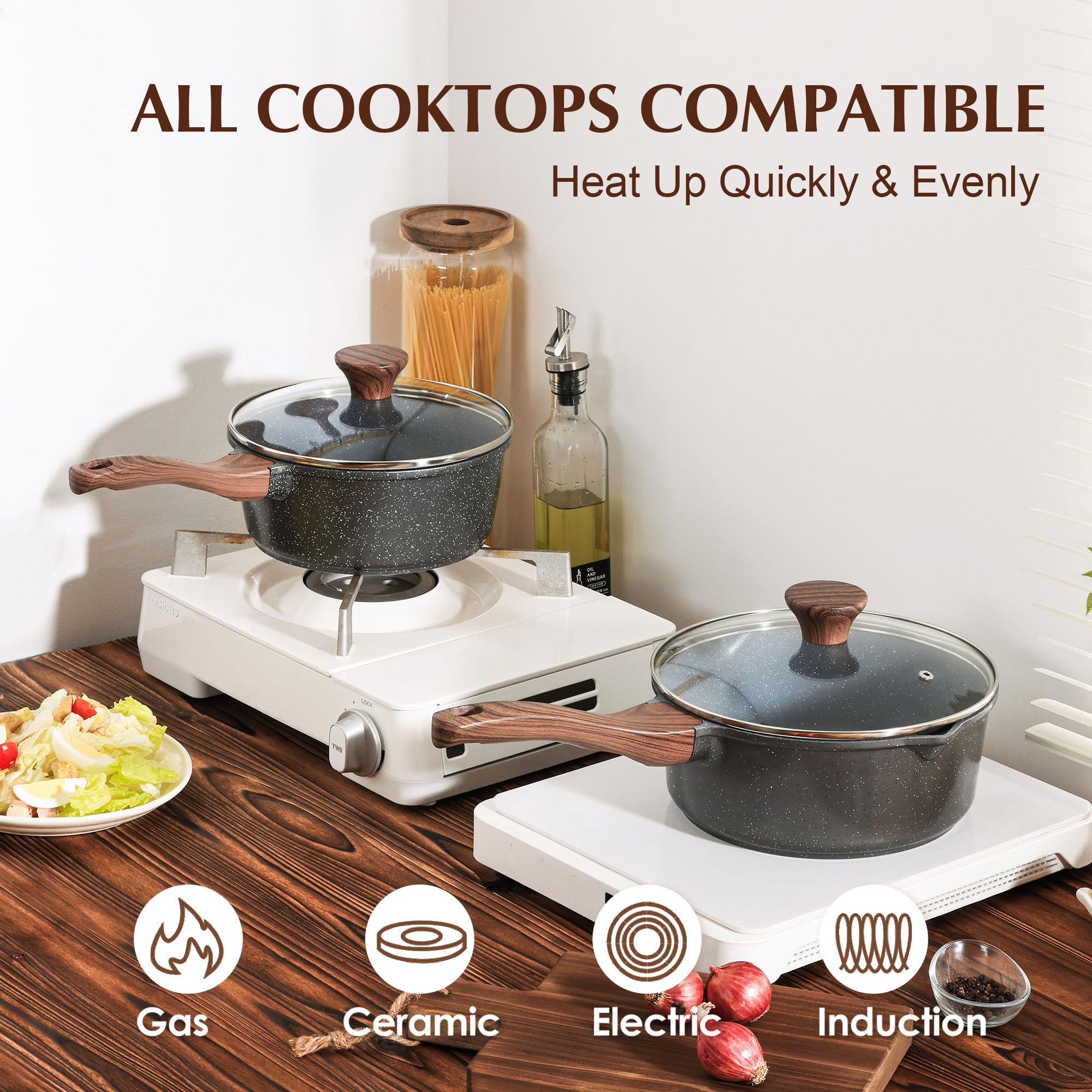 SENSARTE tempered glass lid close-up for convenient monitoring while cooking