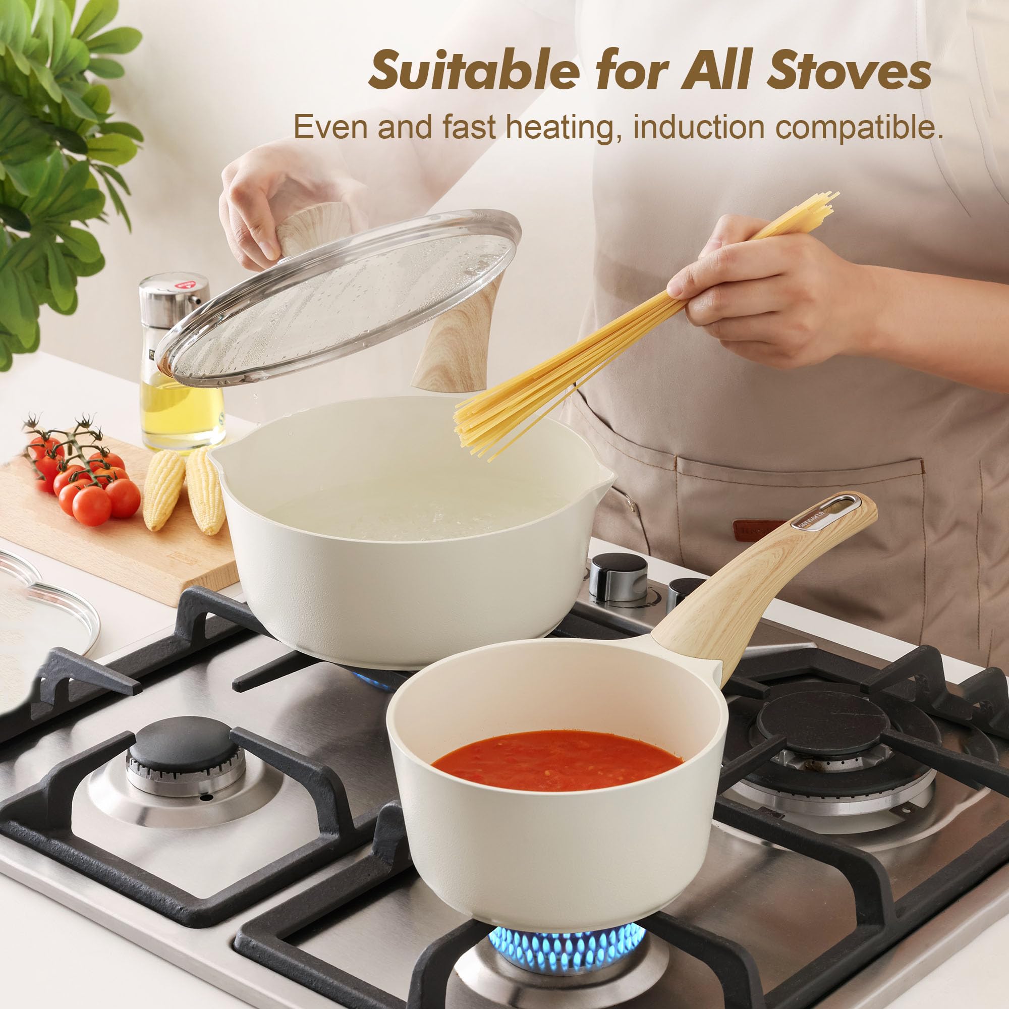 SENSARTE tempered glass lid view providing visible cooking and splash protection