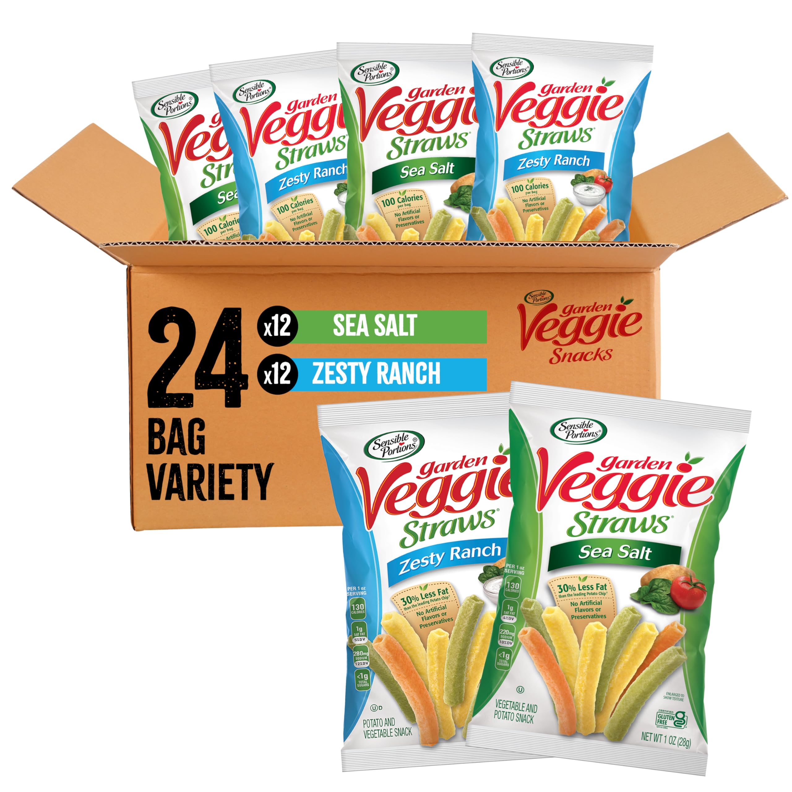 Sensible Portions front packaging showing 24-count variety pack and convenience