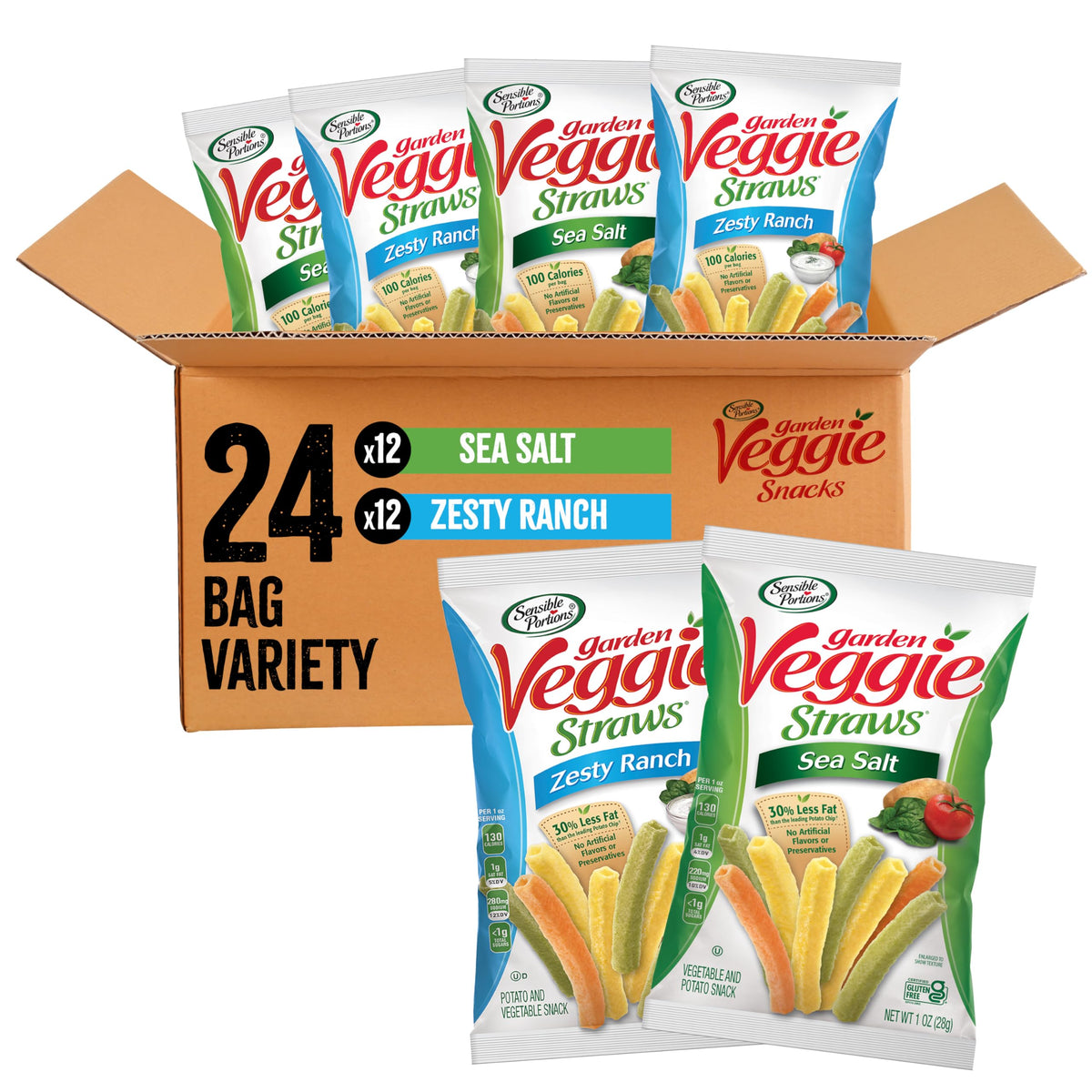 Sensible Portions front packaging showing 24-count variety pack and convenience