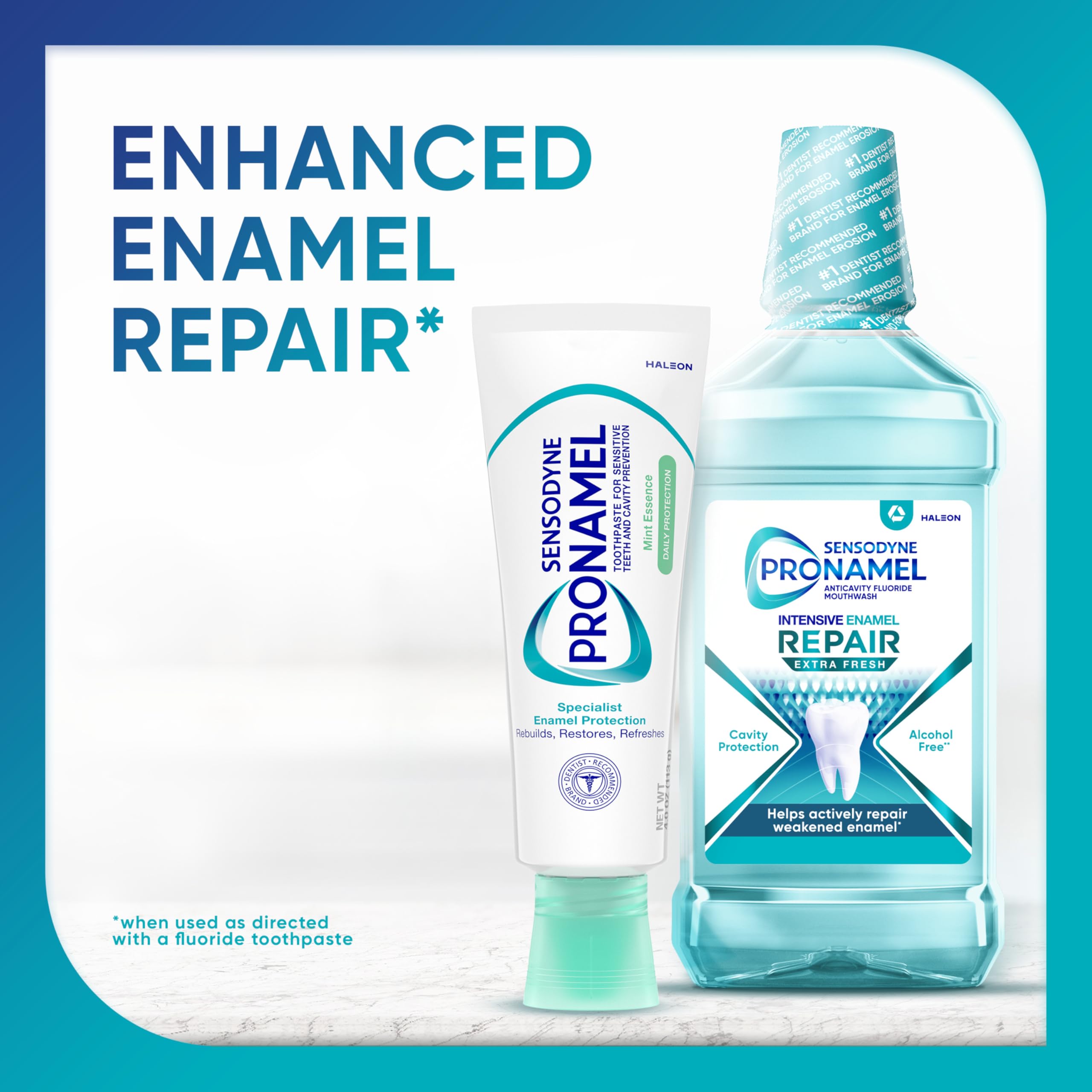 SENSODYNE PRONAMEL being applied to toothbrush demonstrating daily use benefit