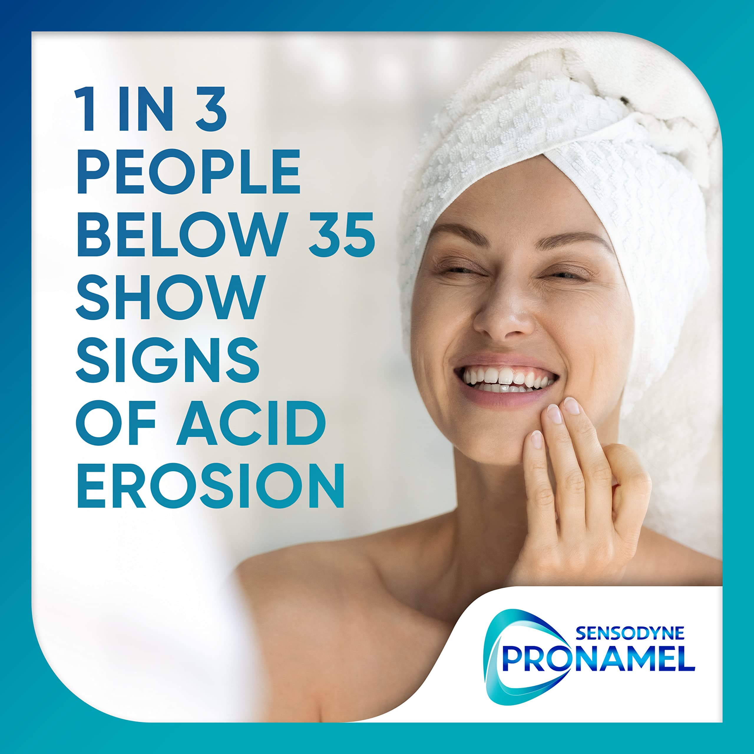 Person brushing with Sensodyne Pronamel demonstrating twice-daily routine benefit