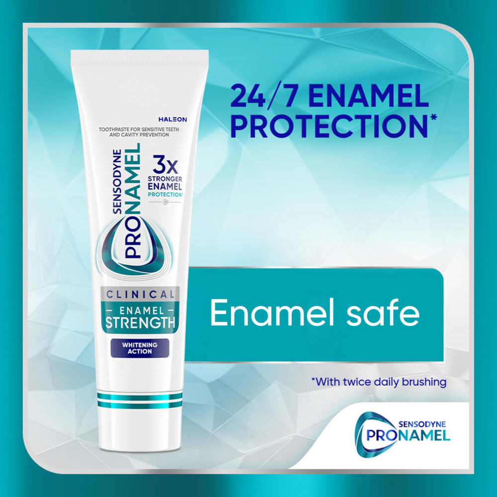 SENSODYNE PRONAMEL dual-foam action foaming on teeth for better coverage