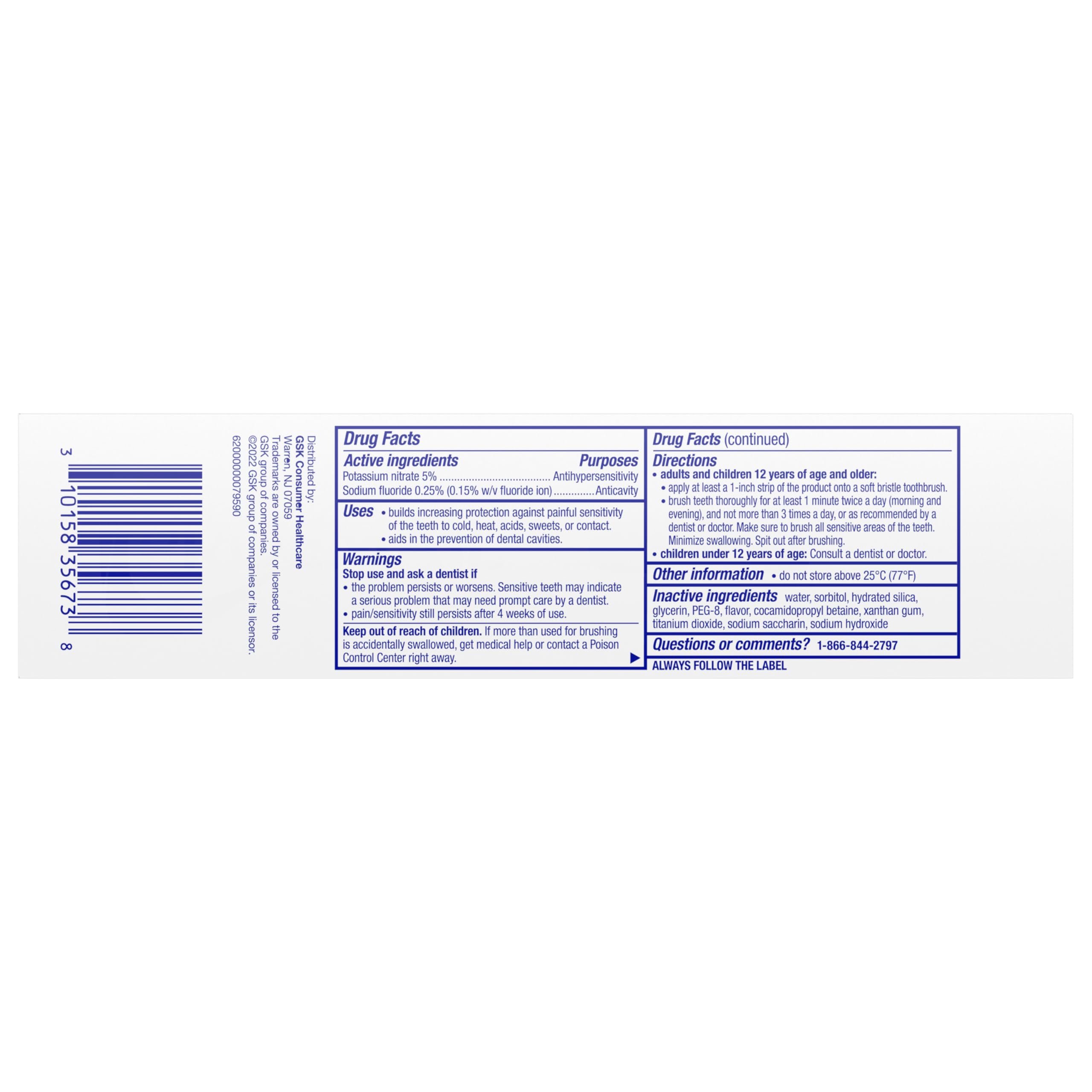 Four-pack of Sensodyne Pronamel tubes arranged for value display