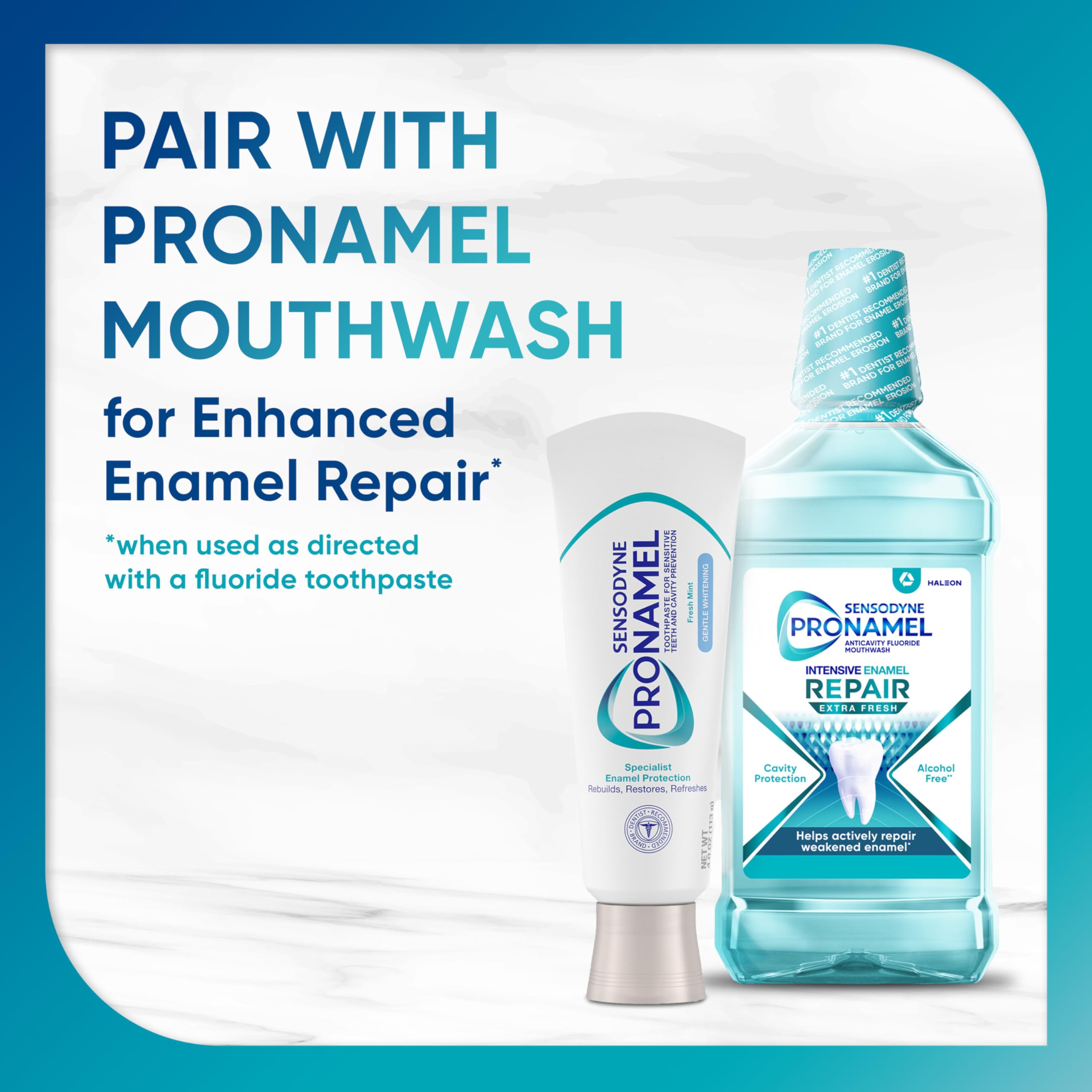 Back label of Sensodyne Pronamel with ingredients and usage details