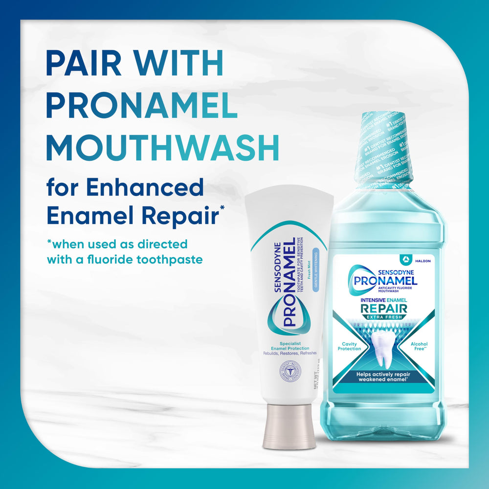 Back label of Sensodyne Pronamel with ingredients and usage details